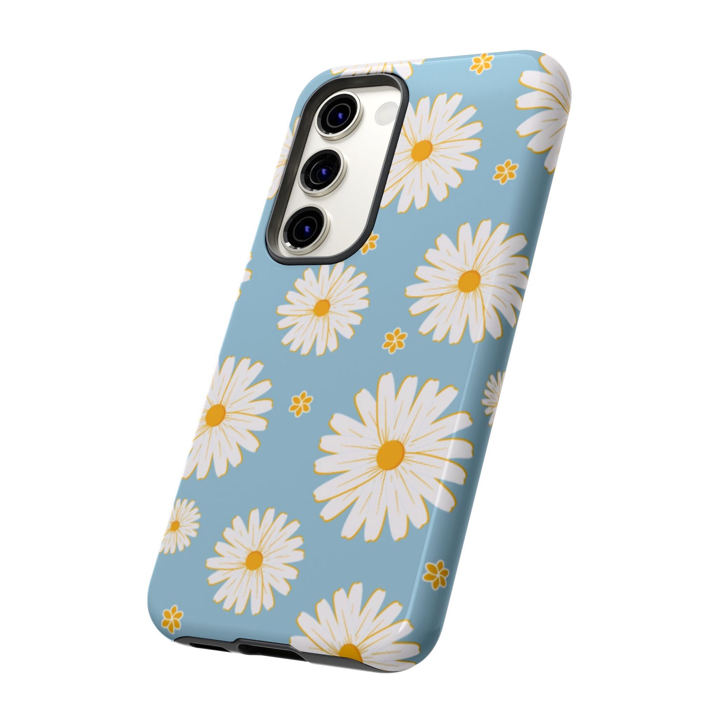 Bright Daisy Samsung Galaxy Case – Light Blue Background, Shockproof and Slim Design