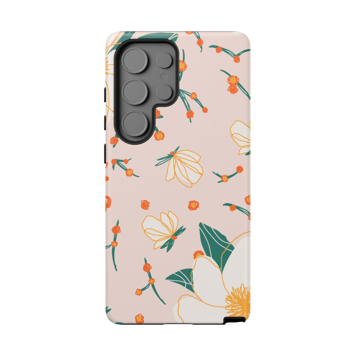 Elegant Magnolia Blossom Tough Samsung Galaxy Case – Soft Blush Background, Shock-Resistant Design