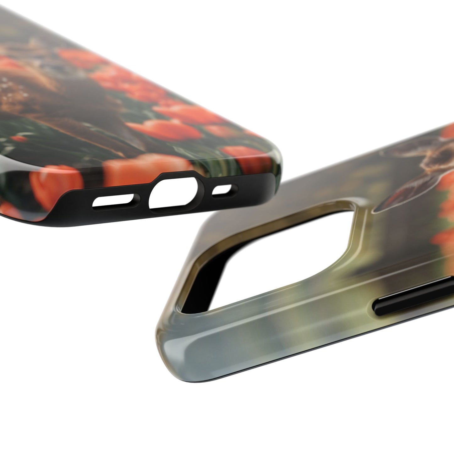 Fawn Among Tulips iPhone Case