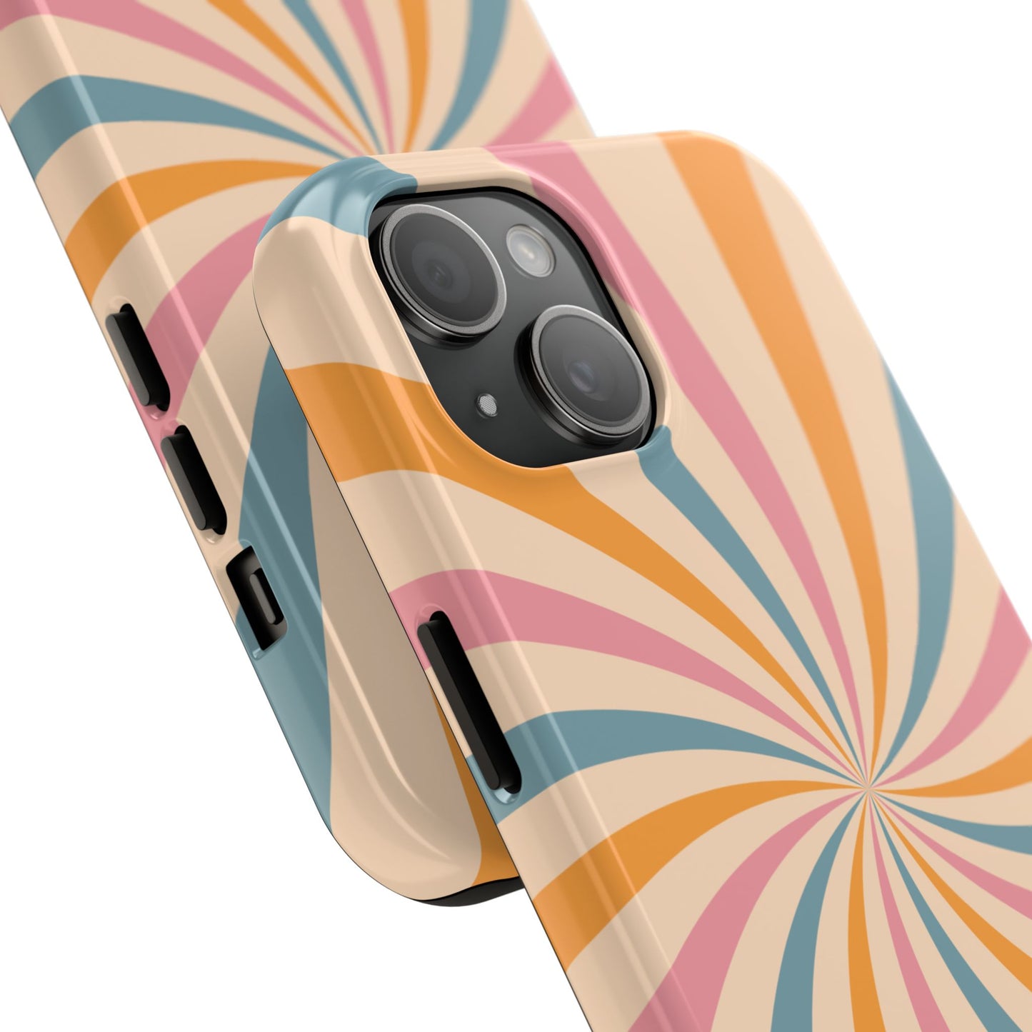 Retro Swirl Pattern iPhone Case – Bold 70s Vibe in Pink, Orange, and Teal