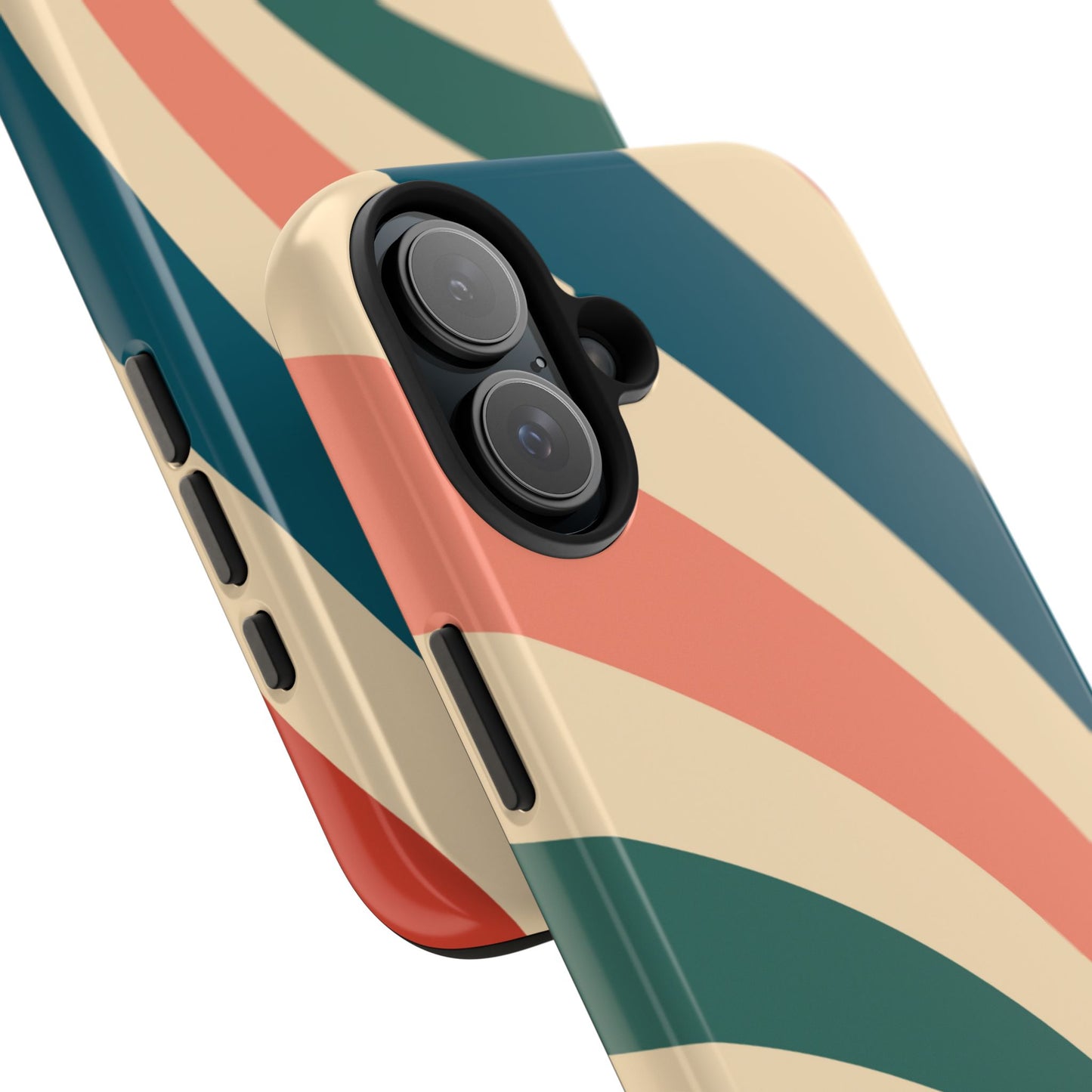 Retro Sunburst Swirl iPhone Case – Dual-Layer Protection with Bold 70s Vibes