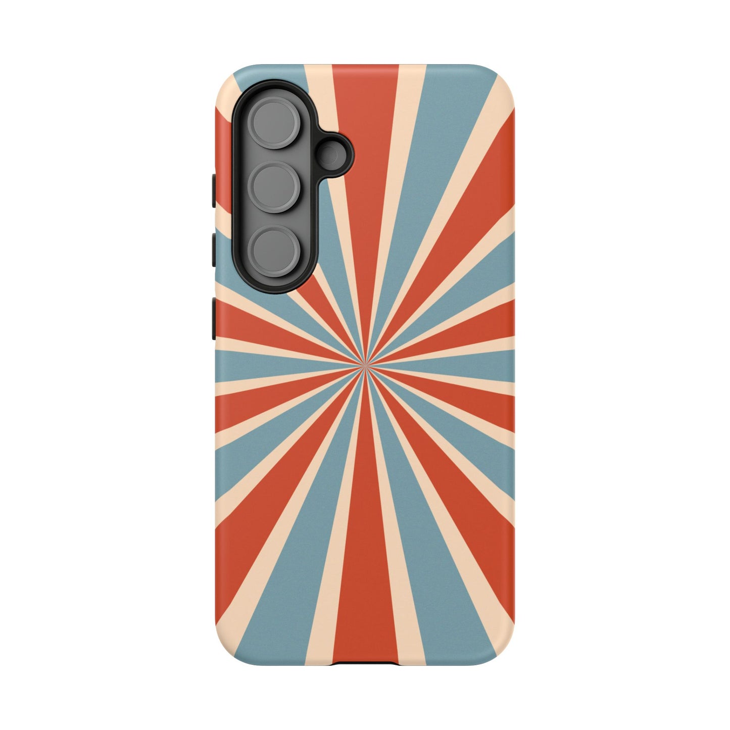 Vintage Blue & Red Sunburst Samsung Galaxy Case – Bold Geometric Pattern, Shock-Resistant Cover