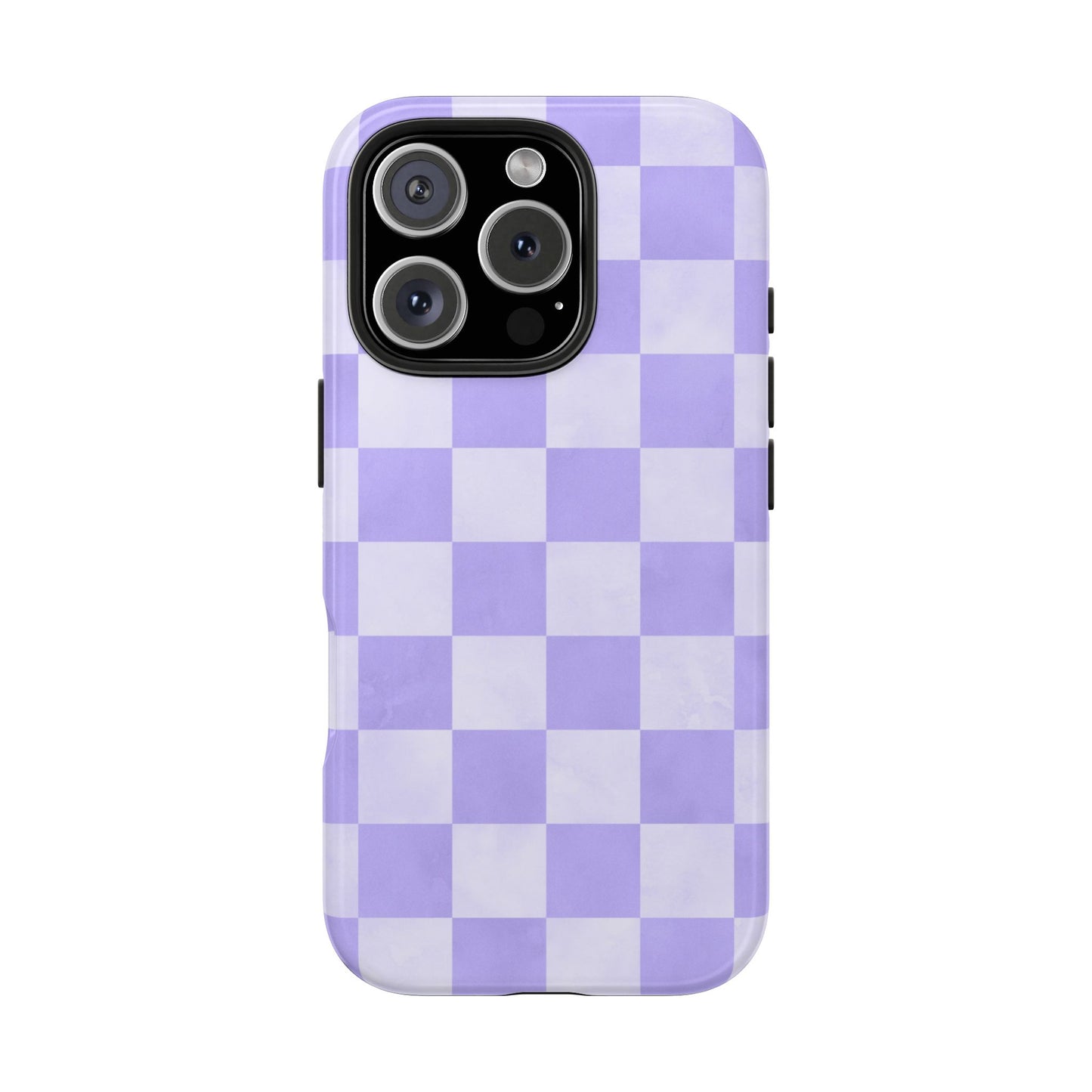 Lavender Checkerboard iPhone Case – Shockproof, Smooth Matte Finish, Dual-Layer Design