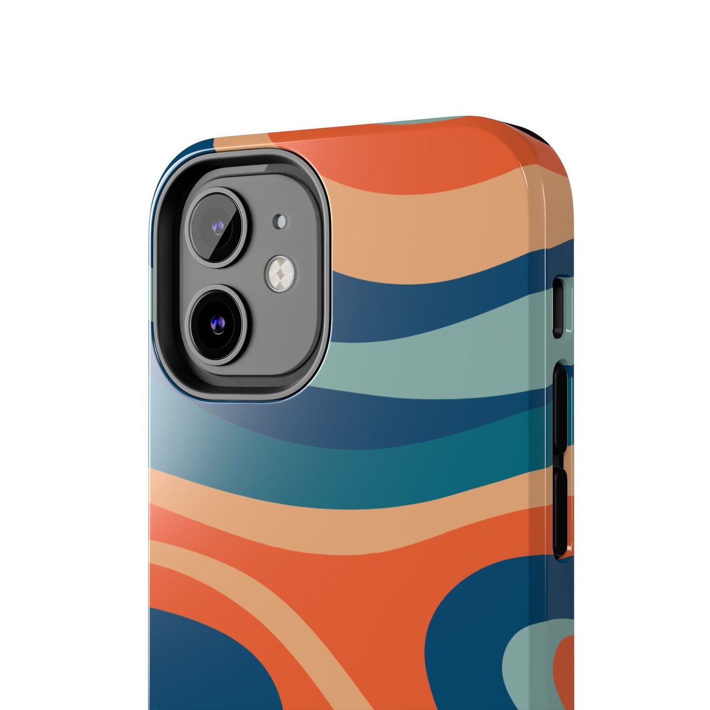 Retro Vibe Wavy Stripes iPhone Case – 70s-Inspired in Teal, Orange, and Rust
