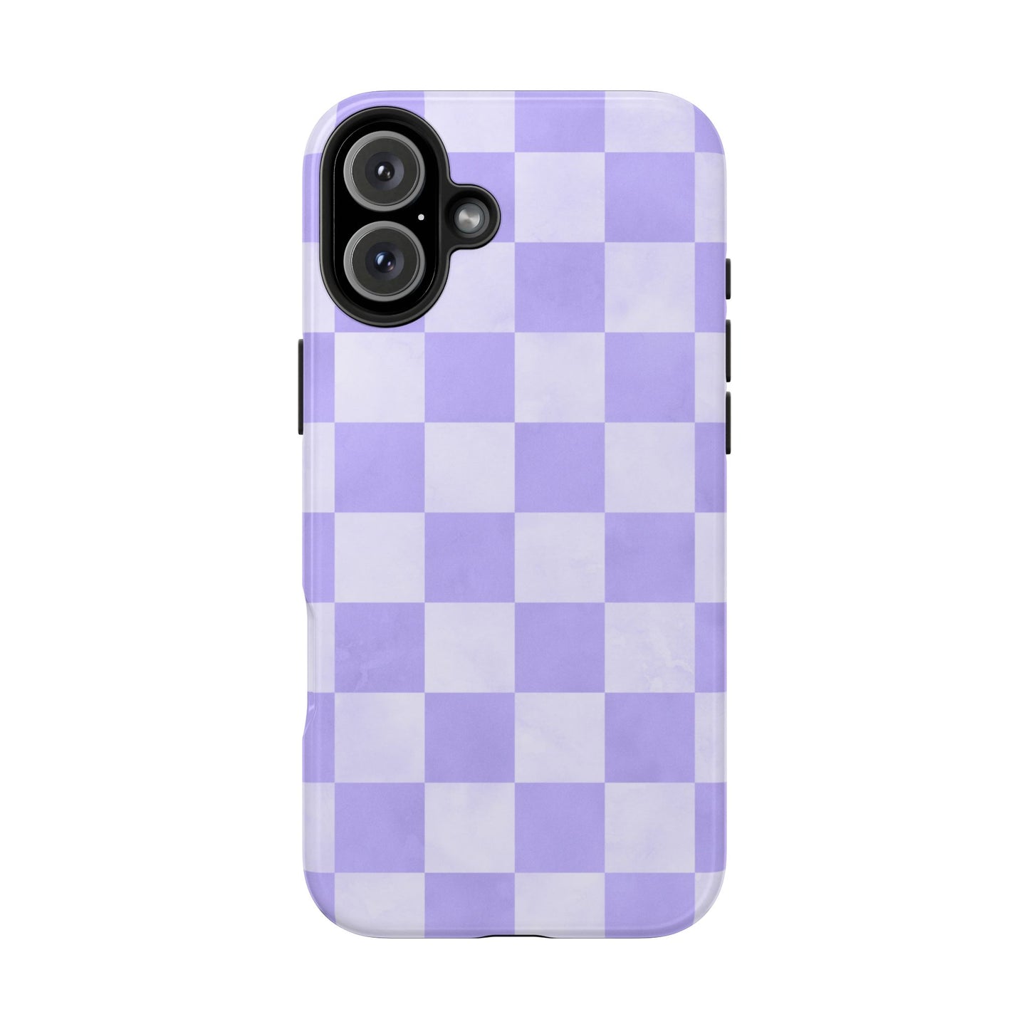 Lavender Checkerboard iPhone Case – Shockproof, Smooth Matte Finish, Dual-Layer Design