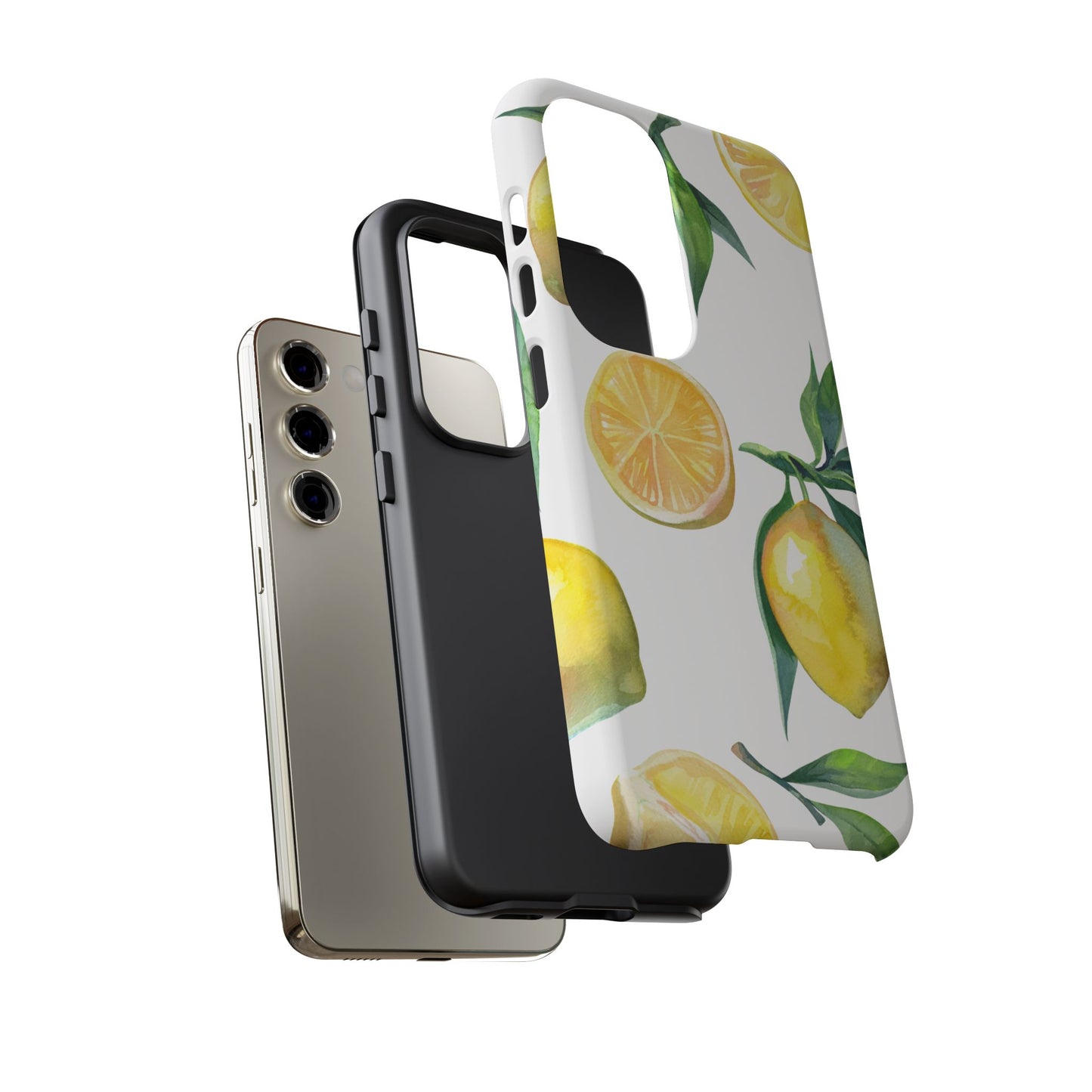 Lemon Grove Watercolor Tough Samsung Galaxy  Case – Fresh Citrus Design, Dual-Layer Protection