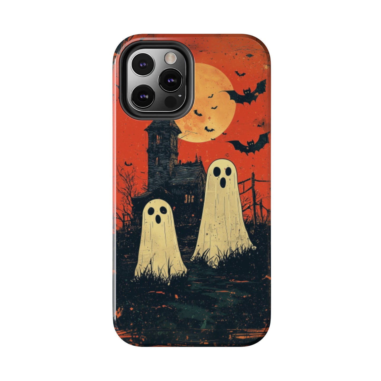 Haunted House & Ghosts iPhone Case – Spooky Halloween Full Moon Design
