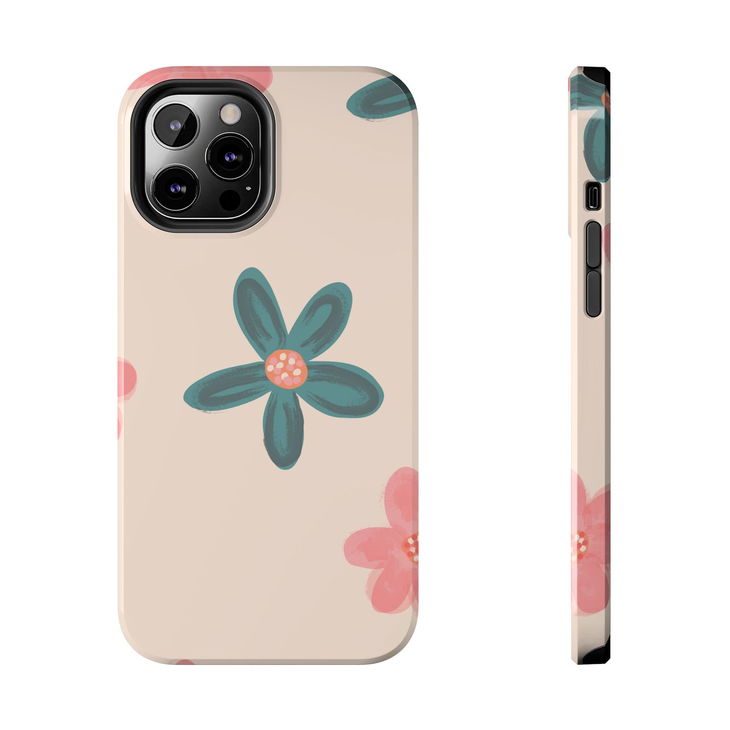 Vintage Floral Tough iPhone Case – Soft Matte Finish with Dual-Layer Protection