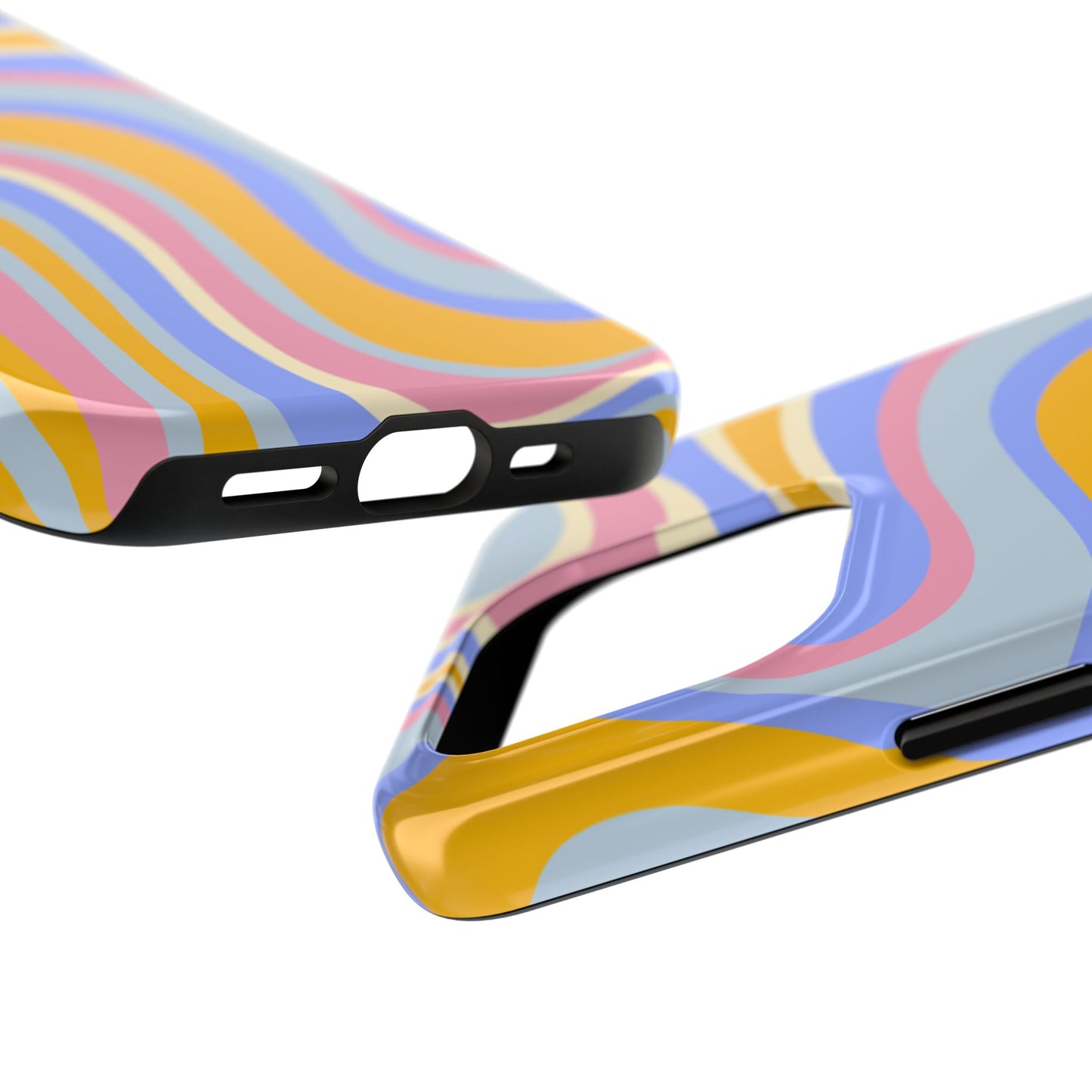 Groovy Pastel Waves iPhone Case – 70s-Inspired Design with Dual-Layer Protection