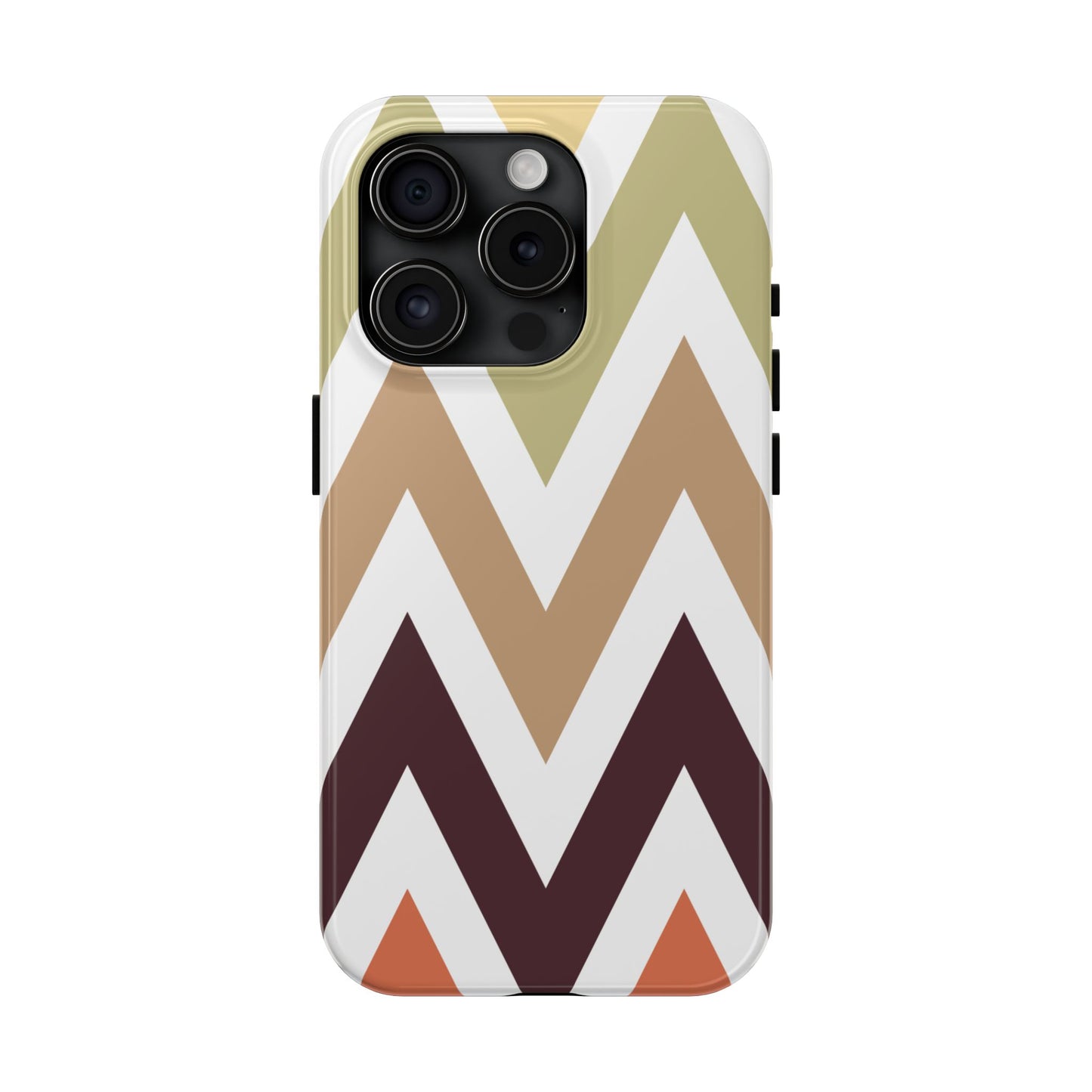 Earthy Chevron iPhone Case – Boho-Inspired Design with Dual-Layer Protection