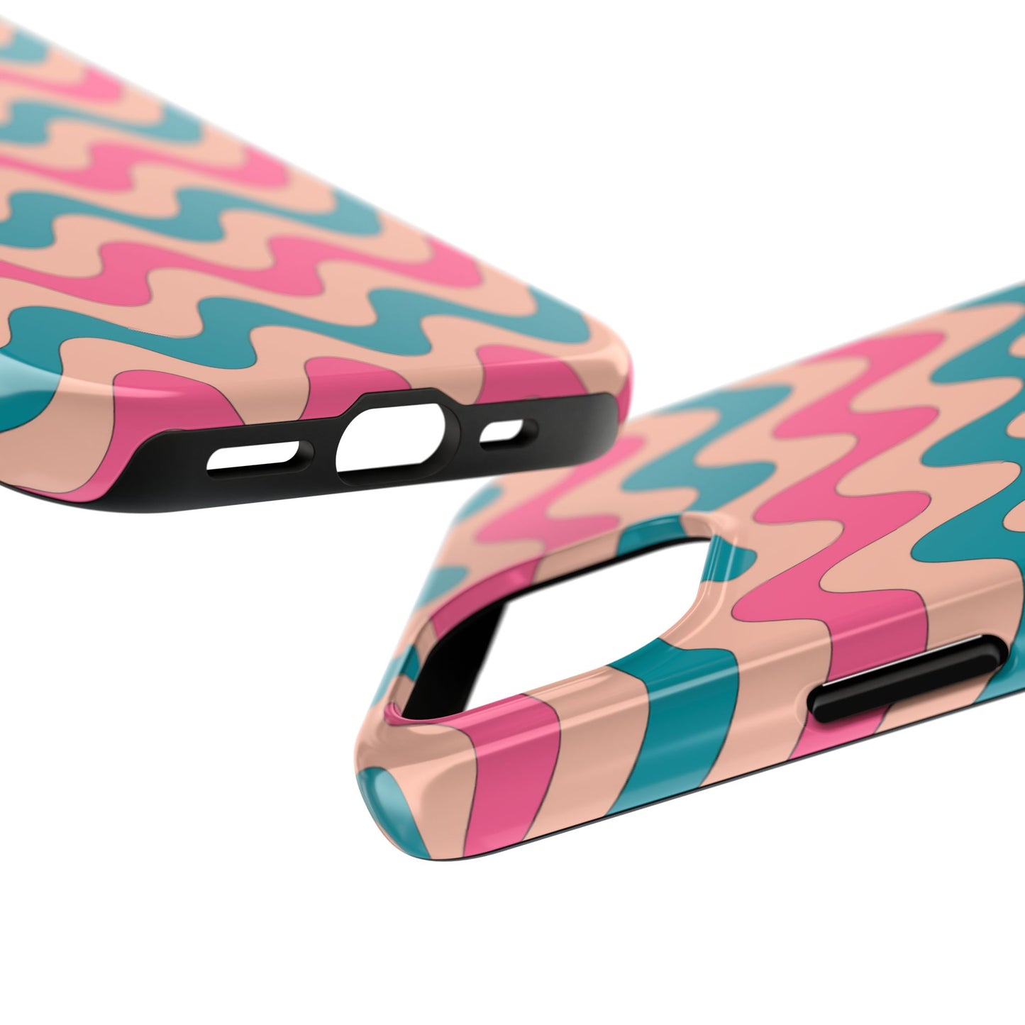 Retro Waves Pattern iPhone Case – Shockproof Design with Dual-Layer Protection