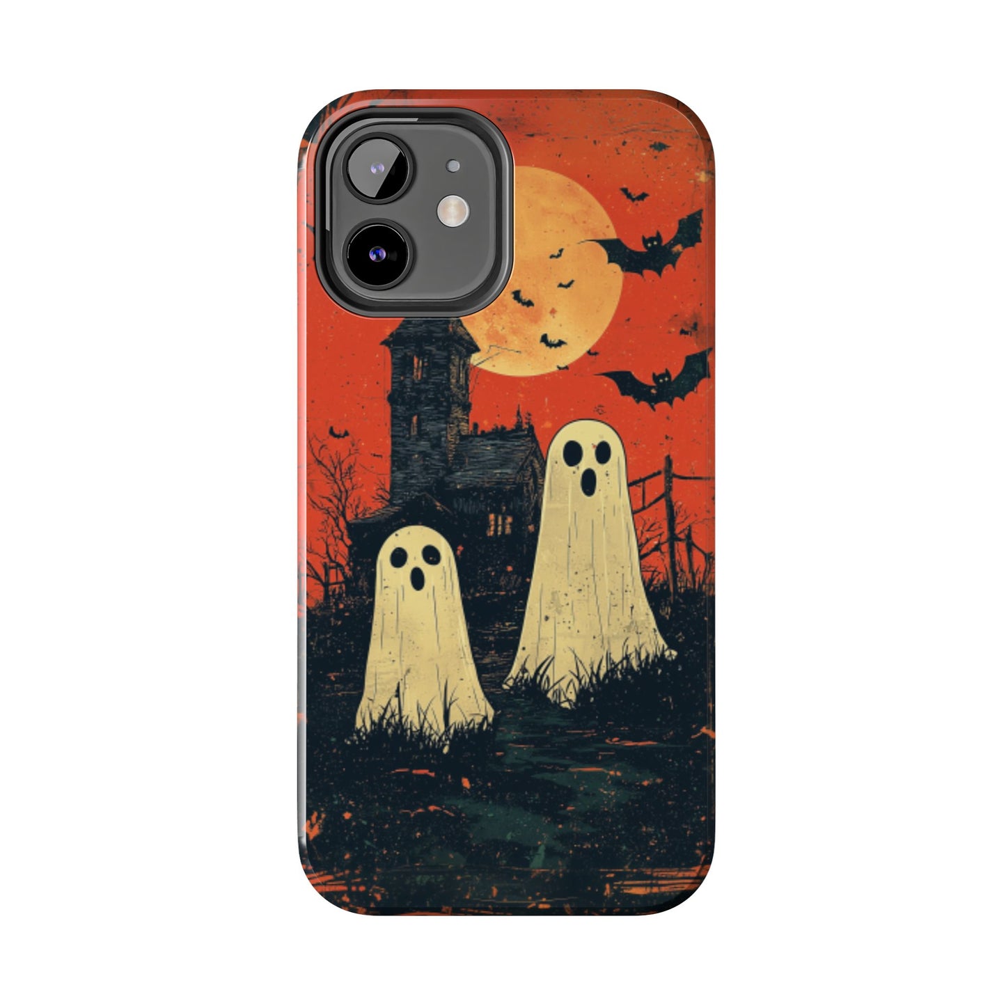Haunted House & Ghosts iPhone Case – Spooky Halloween Full Moon Design