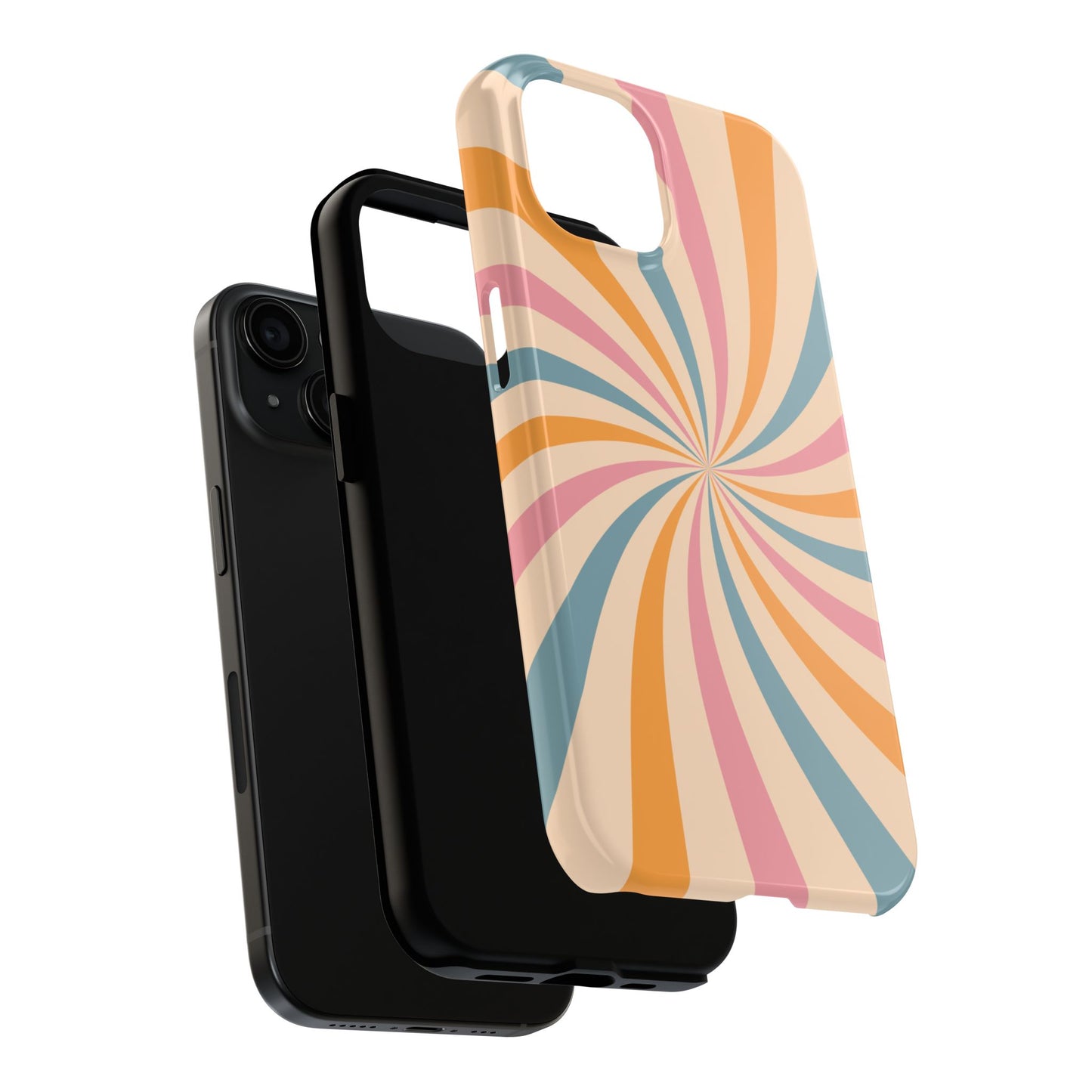 Retro Swirl Pattern iPhone Case – Bold 70s Vibe in Pink, Orange, and Teal