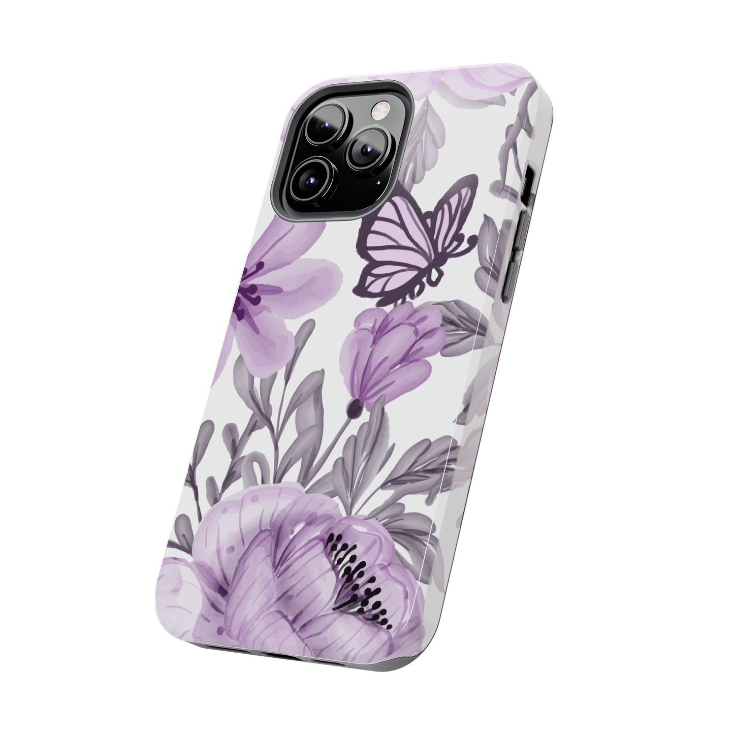 Lavender Bloom Butterfly iPhone Case – Delicate Floral Design with Watercolor Details