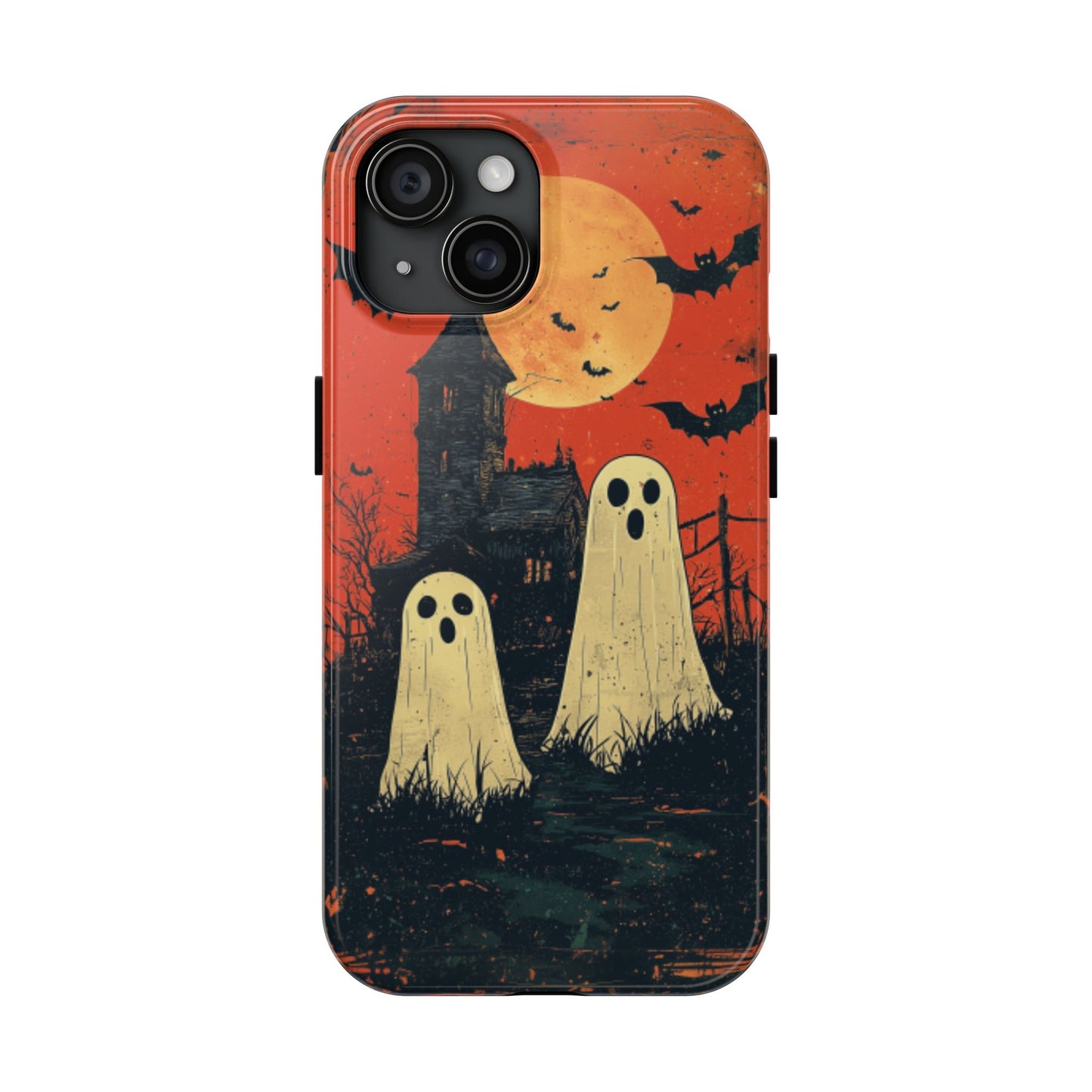 Haunted House & Ghosts iPhone Case – Spooky Halloween Full Moon Design