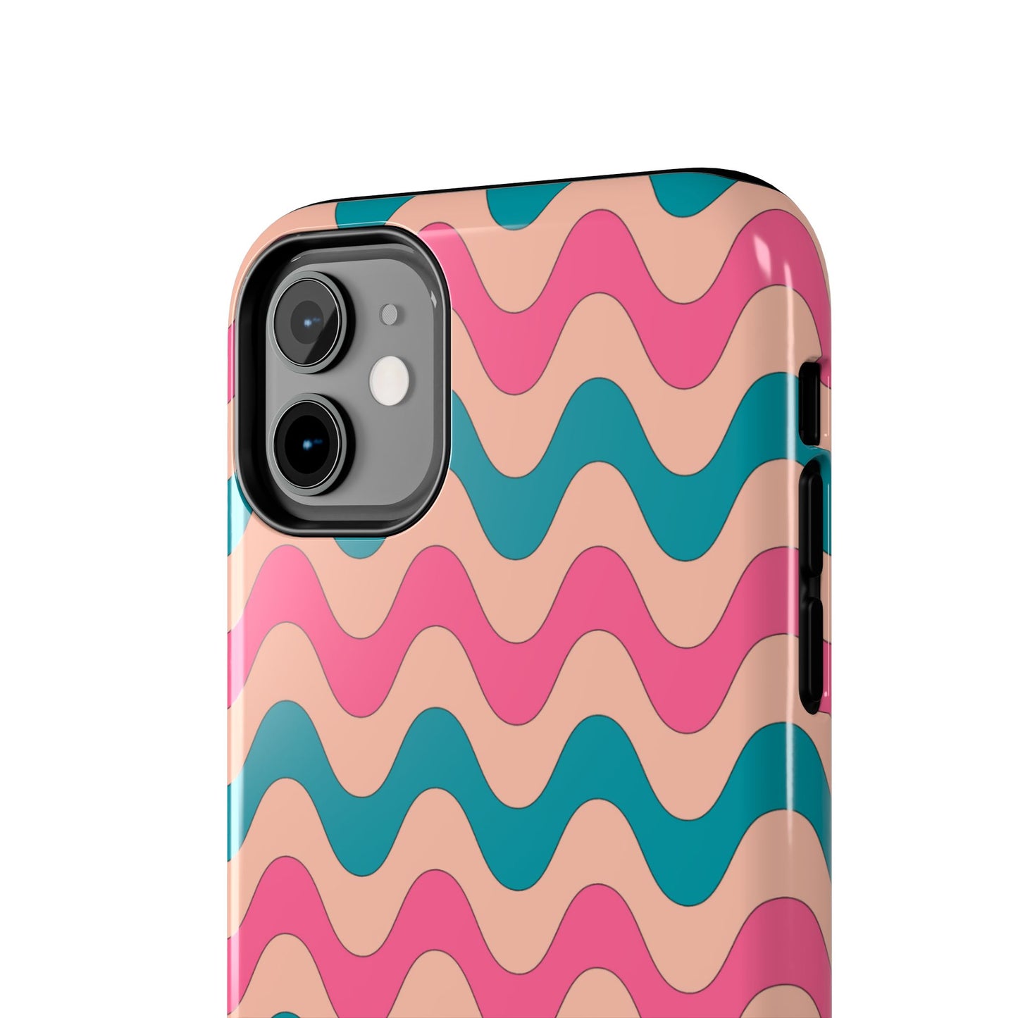 Retro Waves Pattern iPhone Case – Shockproof Design with Dual-Layer Protection