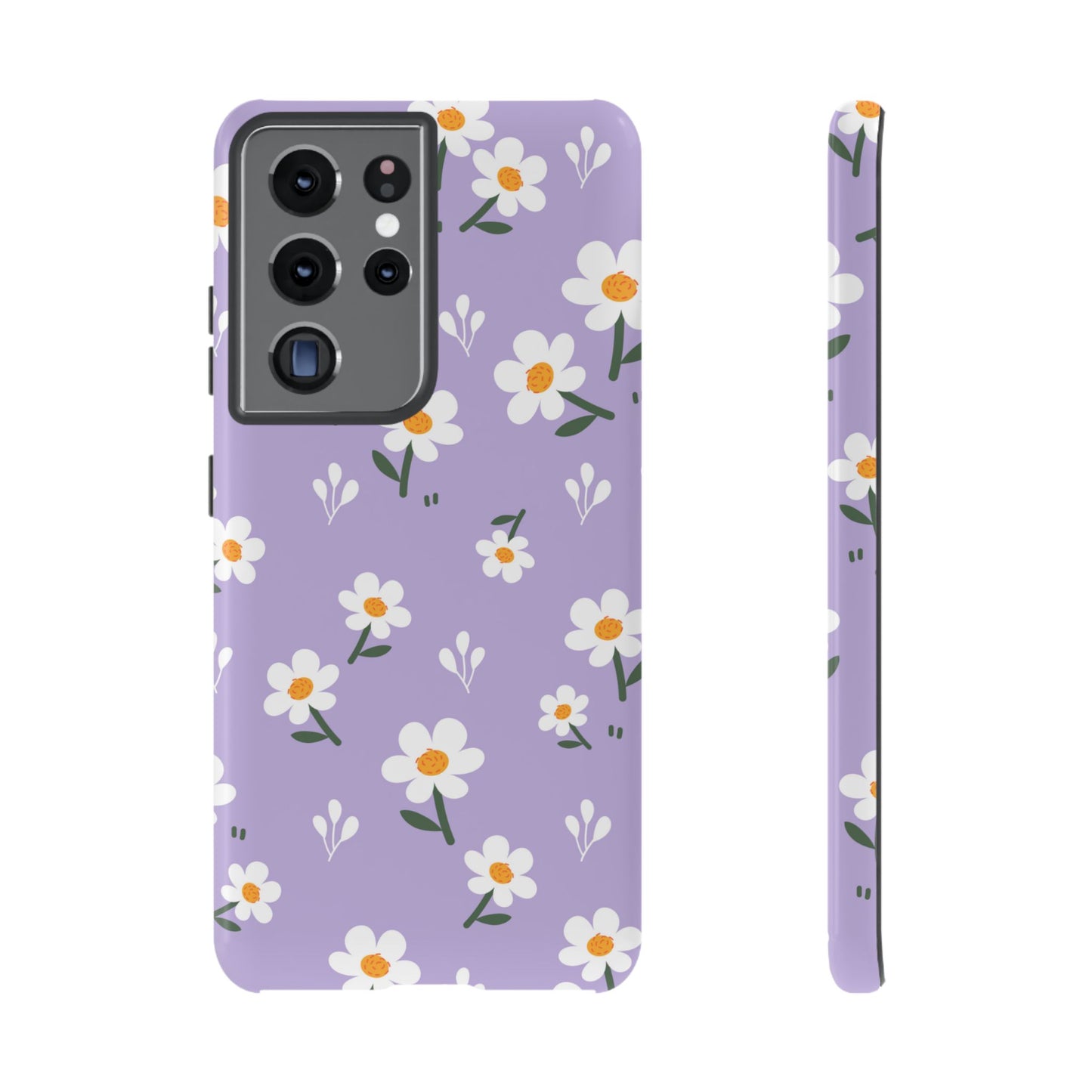 Purple Daisy Garden Samsung Galaxy Case – Soft Lavender Background, Shockproof Protection with Slim Fit
