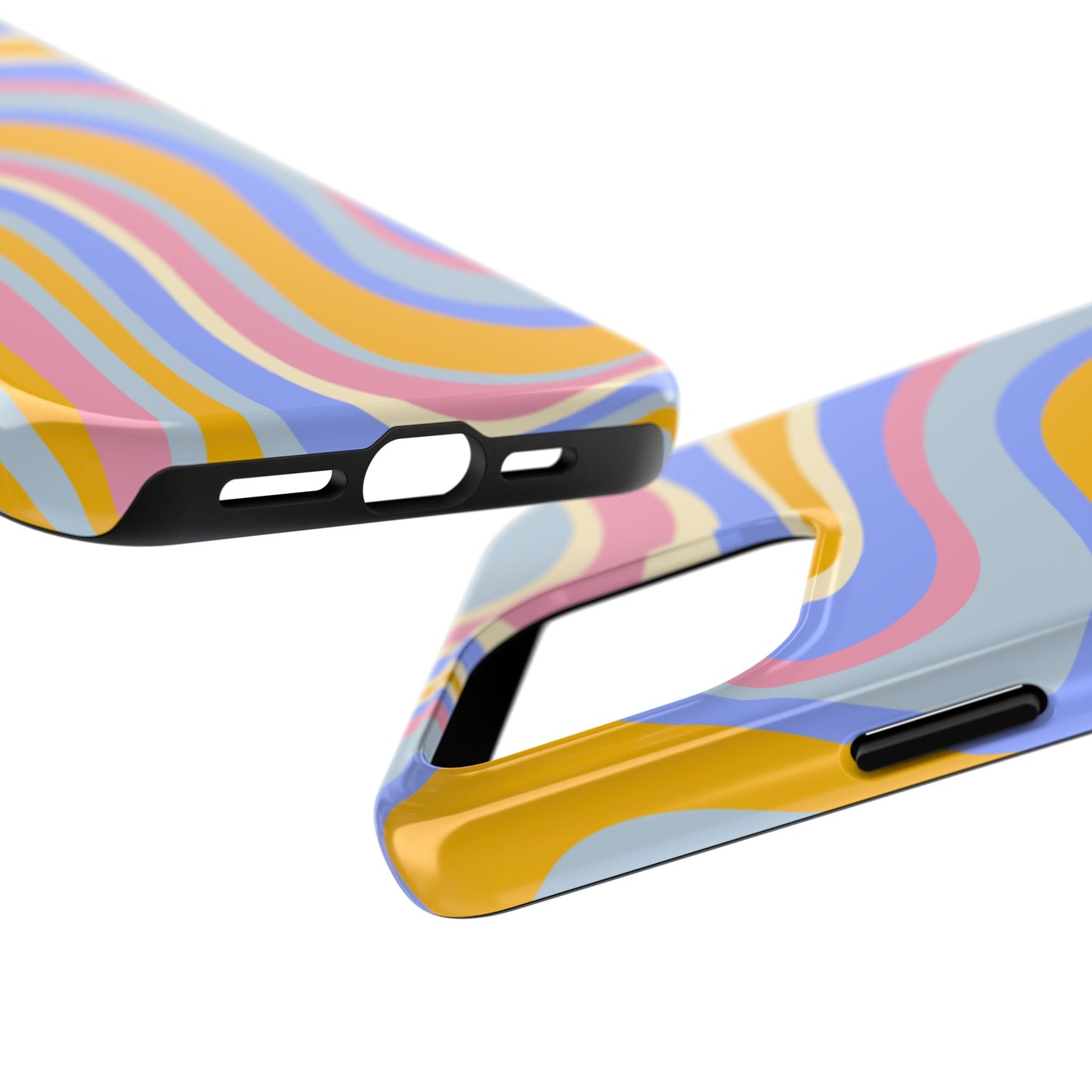 Groovy Pastel Waves iPhone Case – 70s-Inspired Design with Dual-Layer Protection