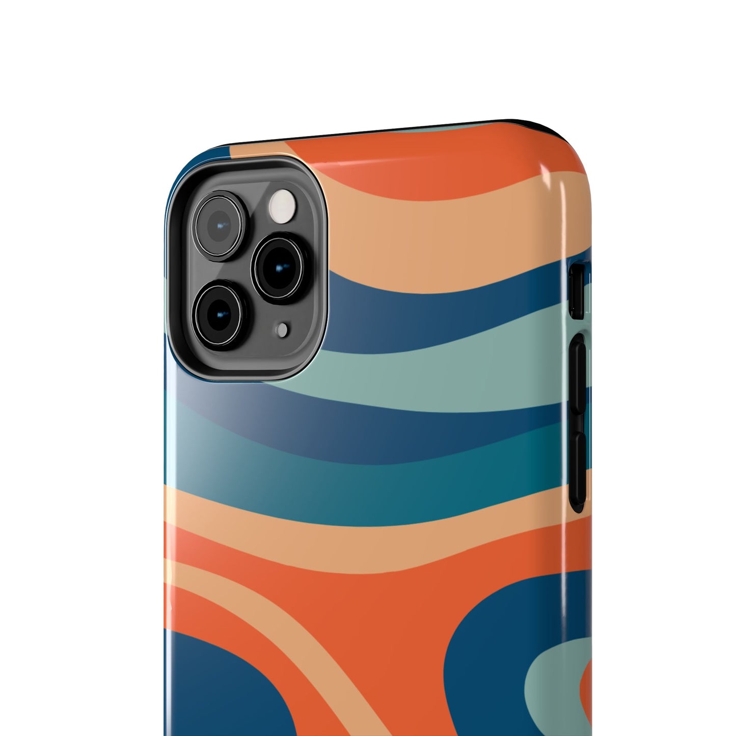 Retro Vibe Wavy Stripes iPhone Case – 70s-Inspired in Teal, Orange, and Rust