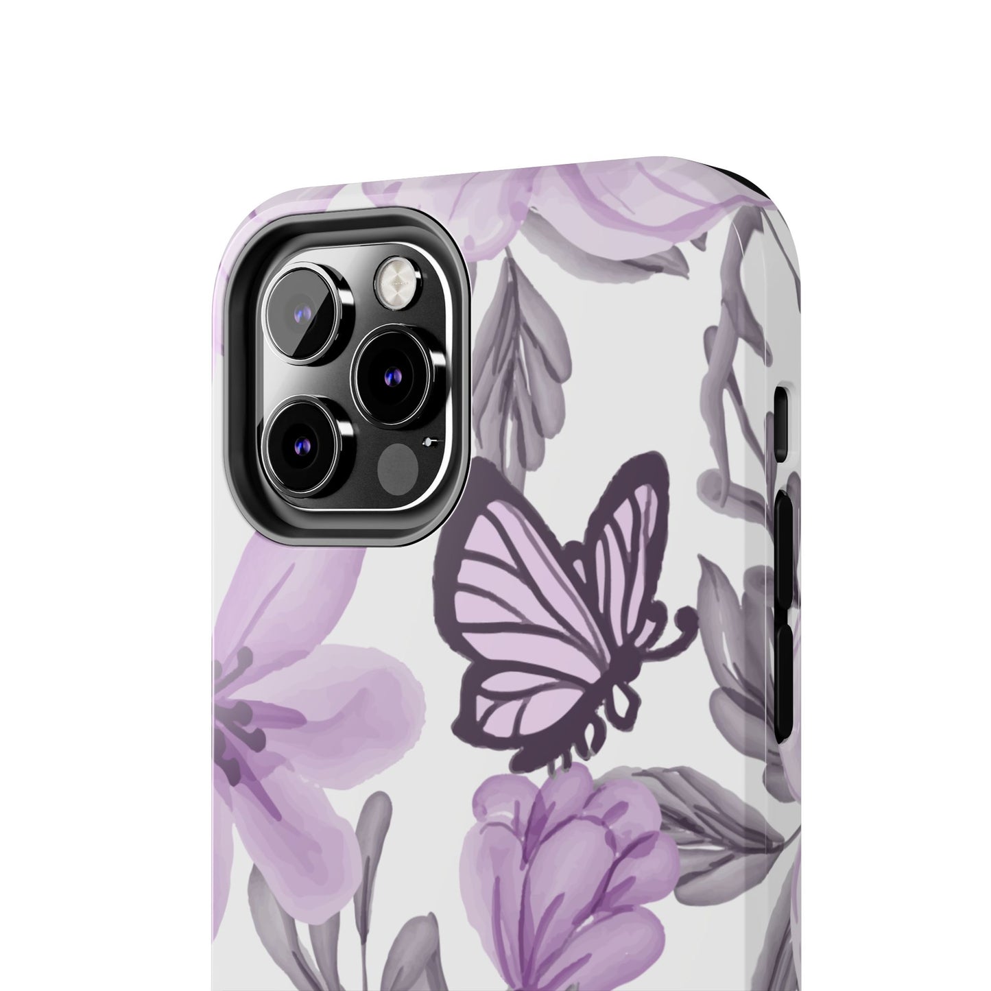 Lavender Bloom Butterfly iPhone Case – Delicate Floral Design with Watercolor Details