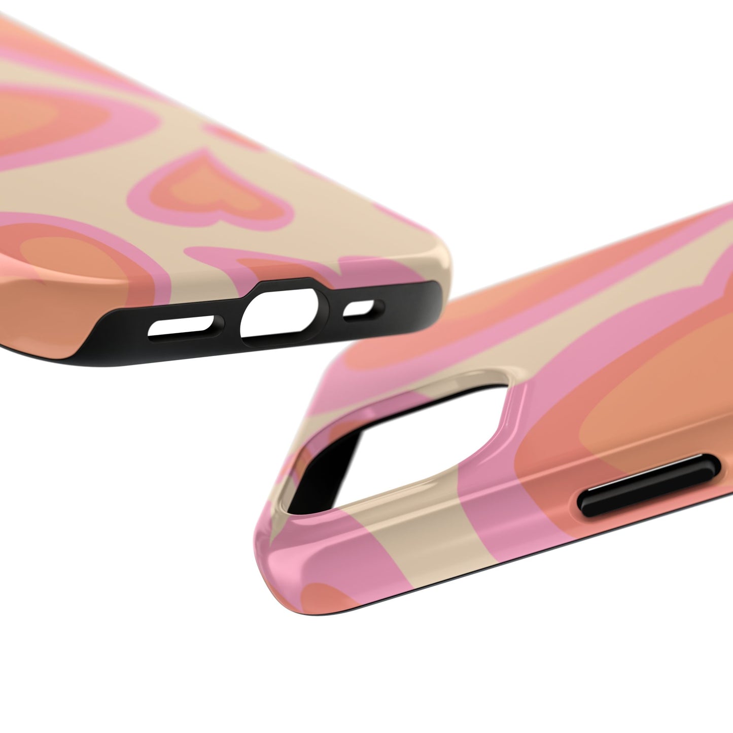 Retro Pink Hearts iPhone Case – Shock-Resistant, Matte Finish, Dual-Layer Protection