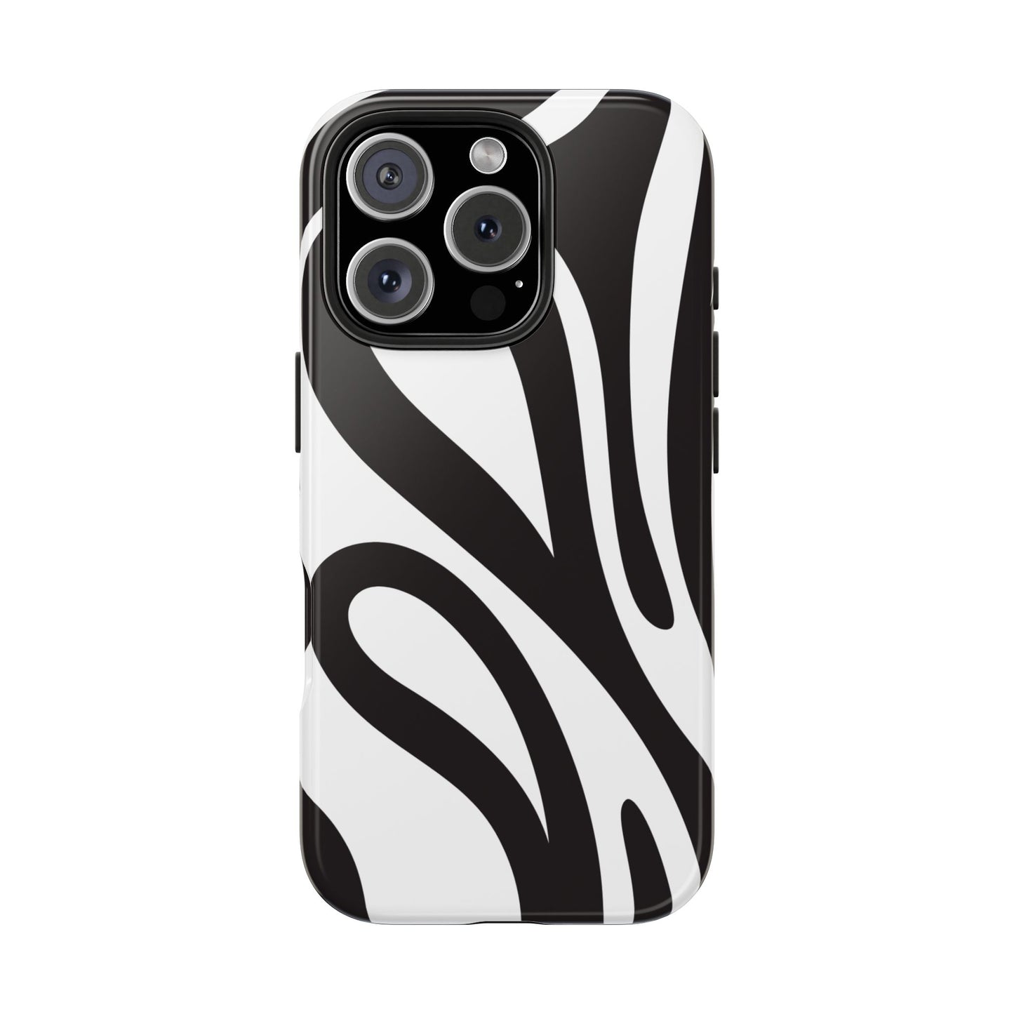 Modern Black and White Abstract Tough iPhone Case – Bold Graphic Pattern with Dual-Layer Protection