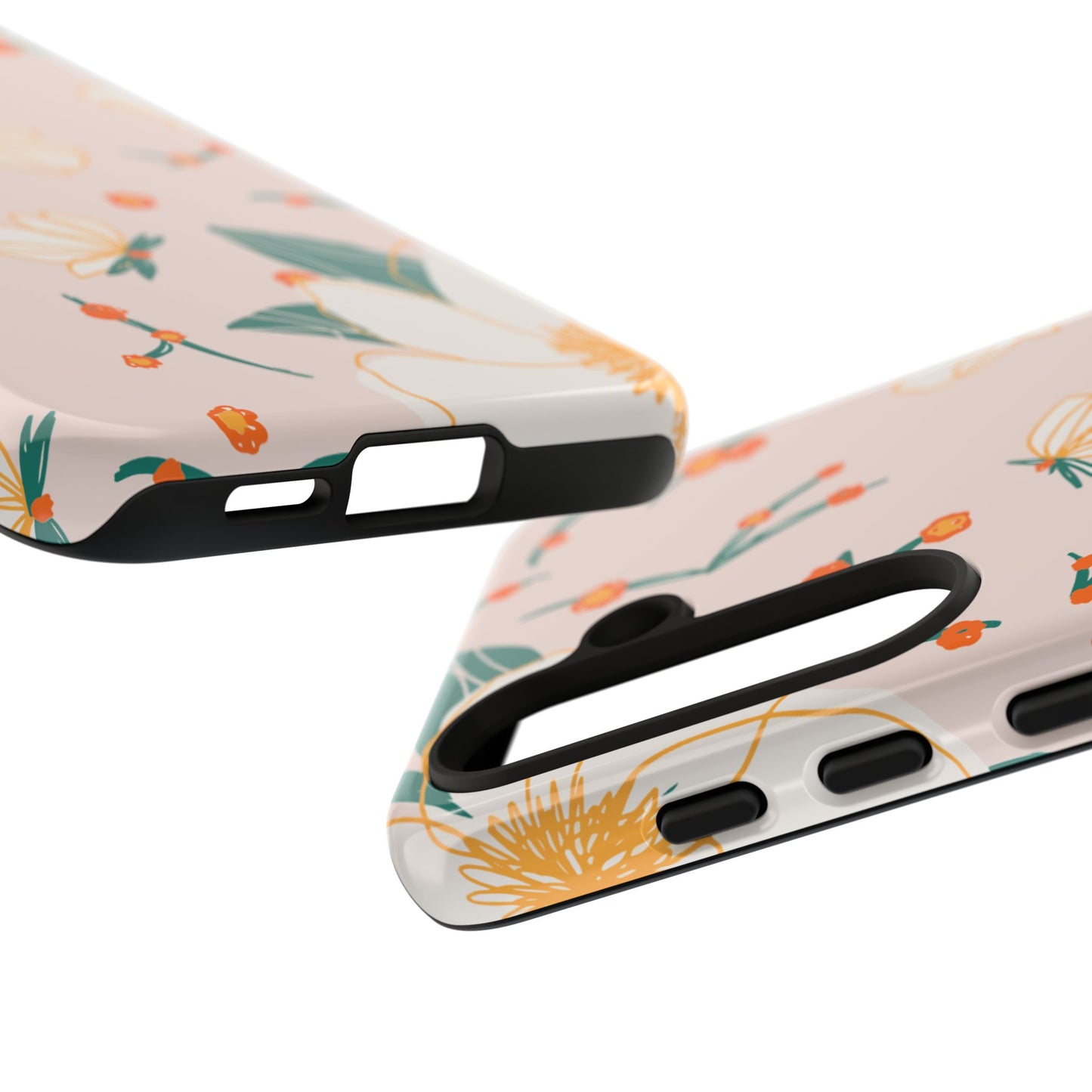 Elegant Magnolia Blossom Tough Samsung Galaxy Case – Soft Blush Background, Shock-Resistant Design