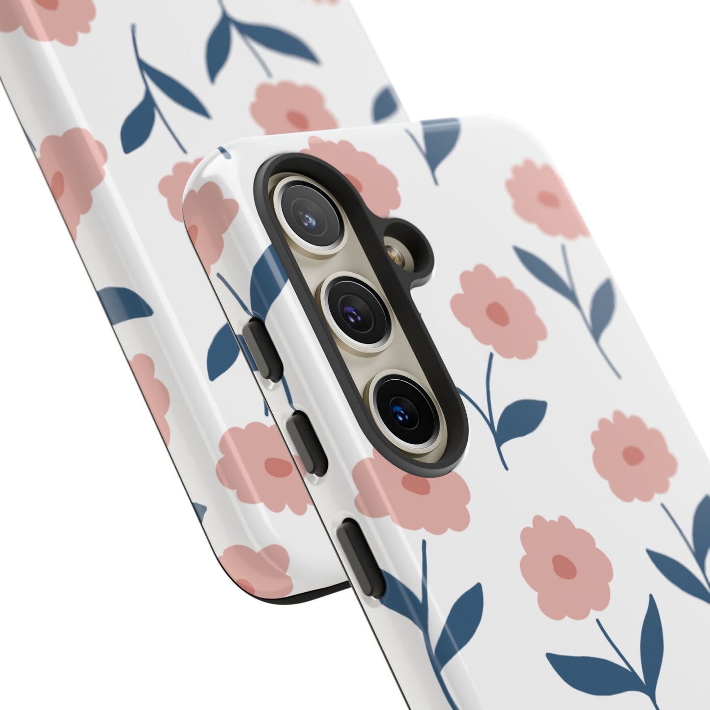 Playful Pink Floral Tough Samsung Galaxy Case – Soft Pastel Design, Slim & Shockproof