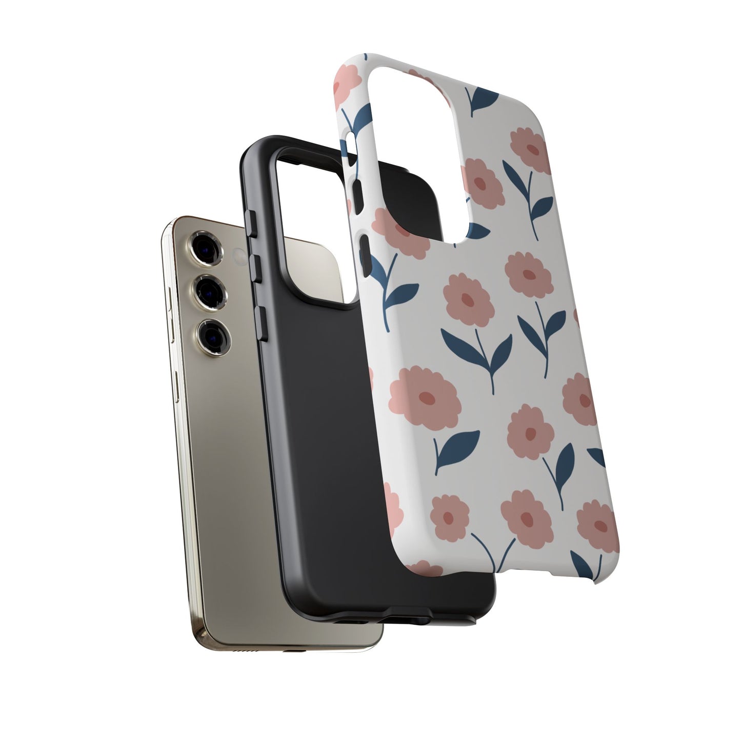 Playful Pink Floral Tough Samsung Galaxy Case – Soft Pastel Design, Slim & Shockproof