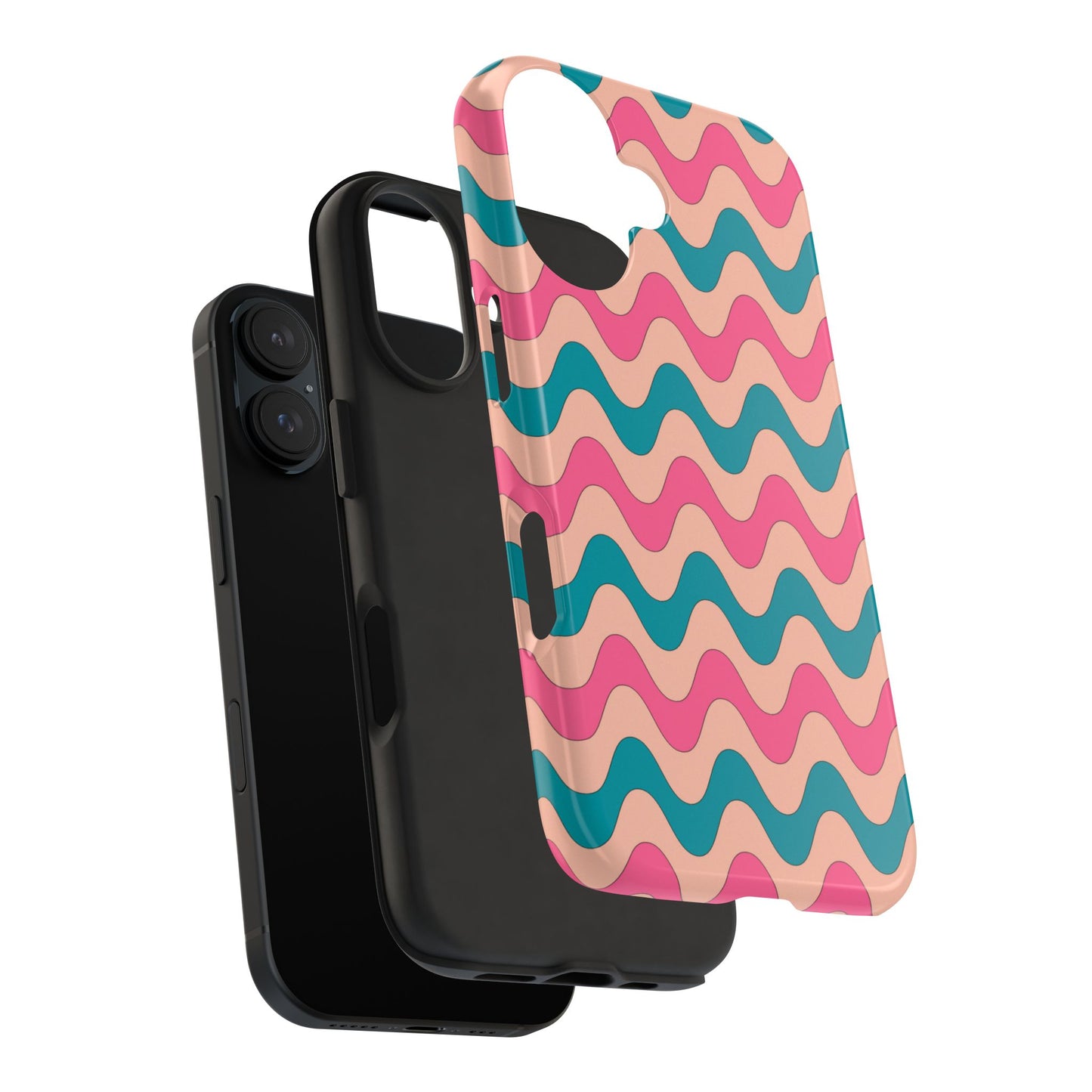 Retro Waves Pattern iPhone Case – Shockproof Design with Dual-Layer Protection