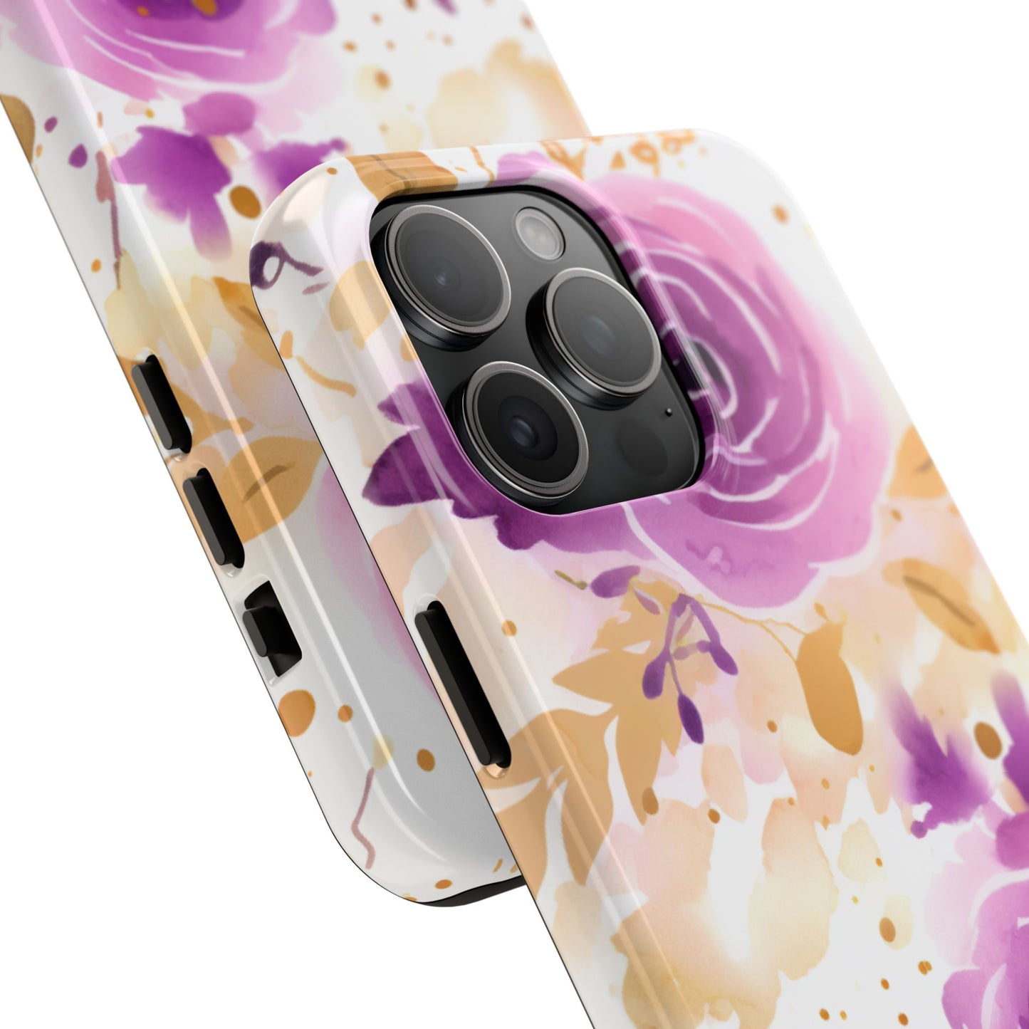 Soft Purple & Gold Floral Splash - iPhone Series Case