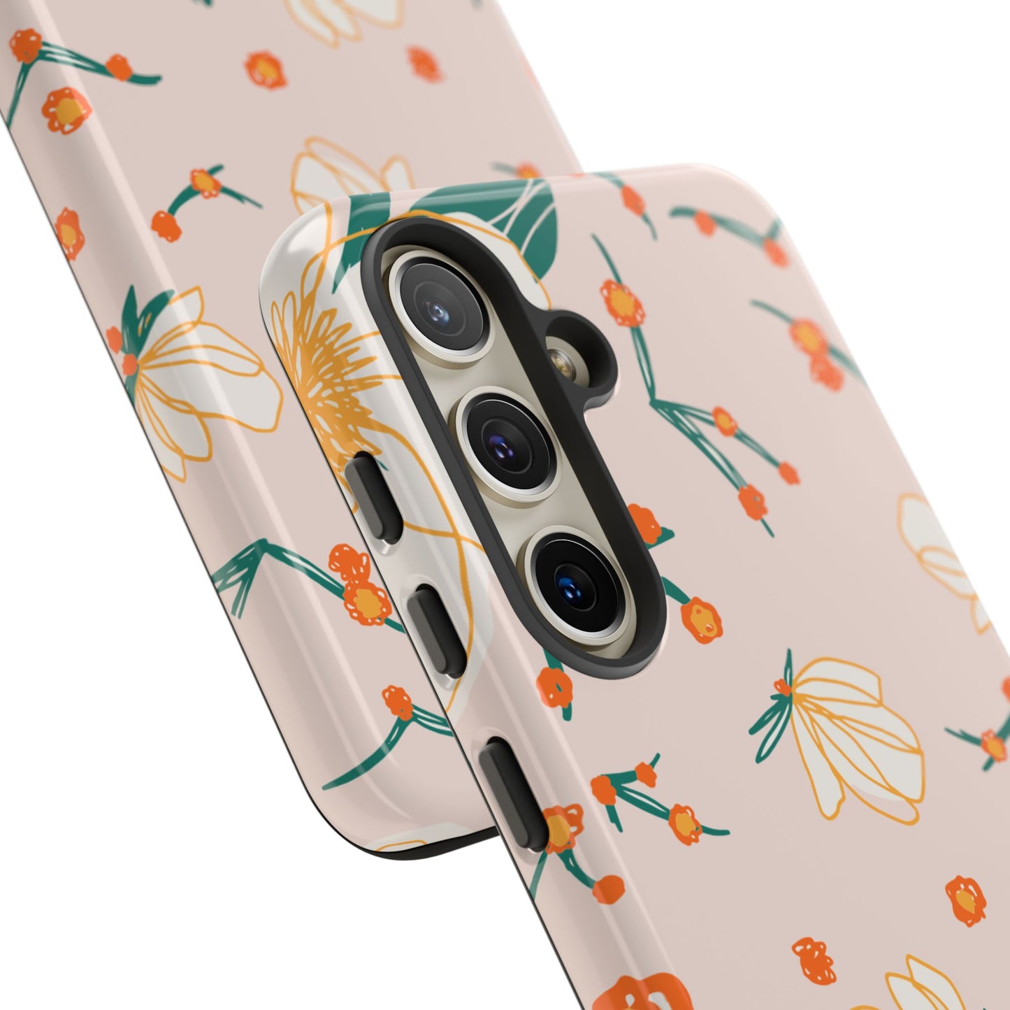 Elegant Magnolia Blossom Tough Samsung Galaxy Case – Soft Blush Background, Shock-Resistant Design