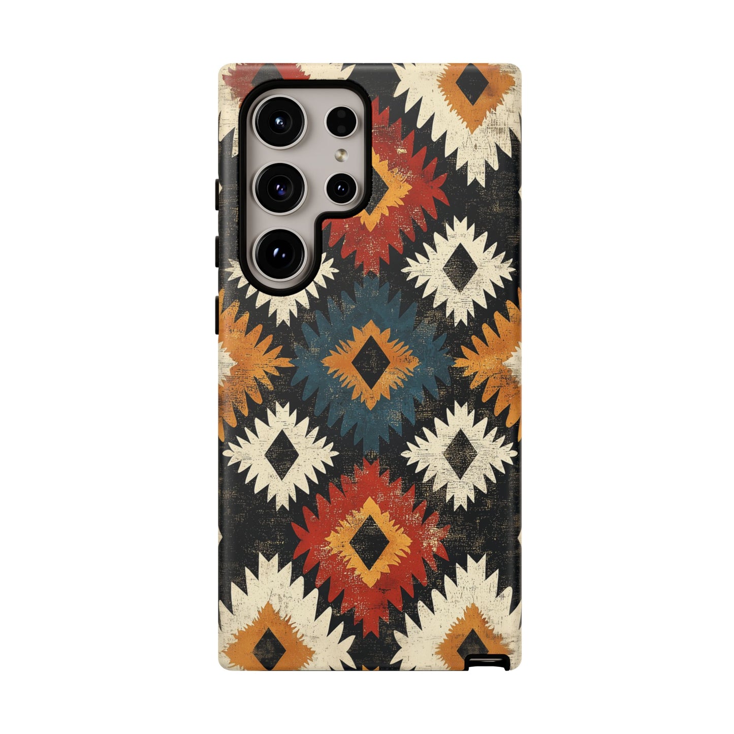 Rustic Tribal Sunburst Tough Samsung Galaxy  Case – Vibrant Geometric Design, Dual-Layer Protection