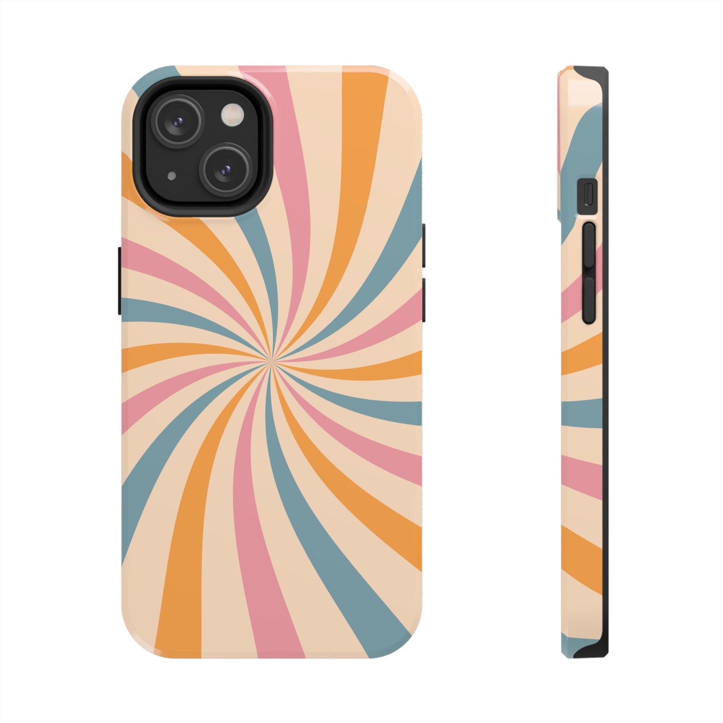 Retro Swirl Pattern iPhone Case – Bold 70s Vibe in Pink, Orange, and Teal
