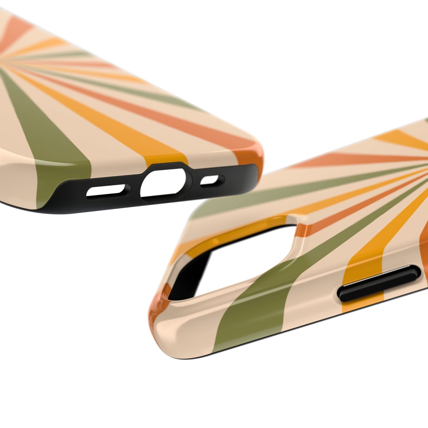 Retro Sunburst iPhone Case – Bold Geometric Design, Durable Shockproof Protection