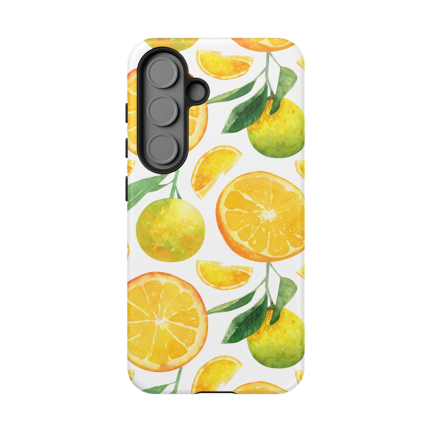 Sunny Citrus Grove Tough Samsung Galaxy Case – Watercolor Orange Design, Dual-Layer Protection