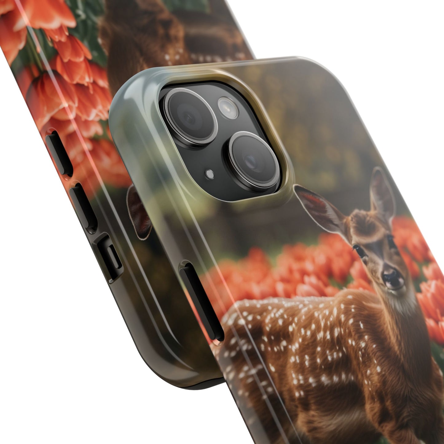 Fawn Among Tulips iPhone Case