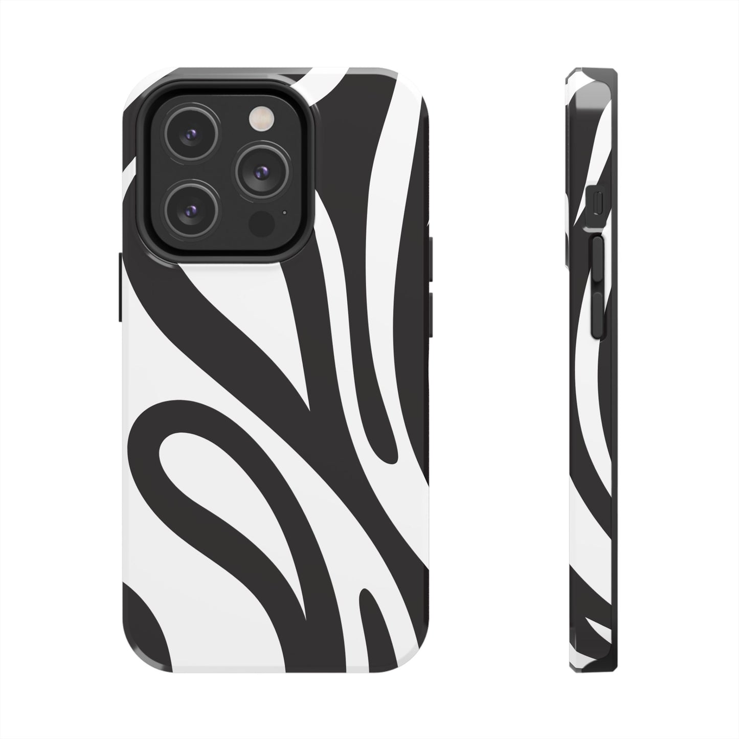 Modern Black and White Abstract Tough iPhone Case – Bold Graphic Pattern with Dual-Layer Protection