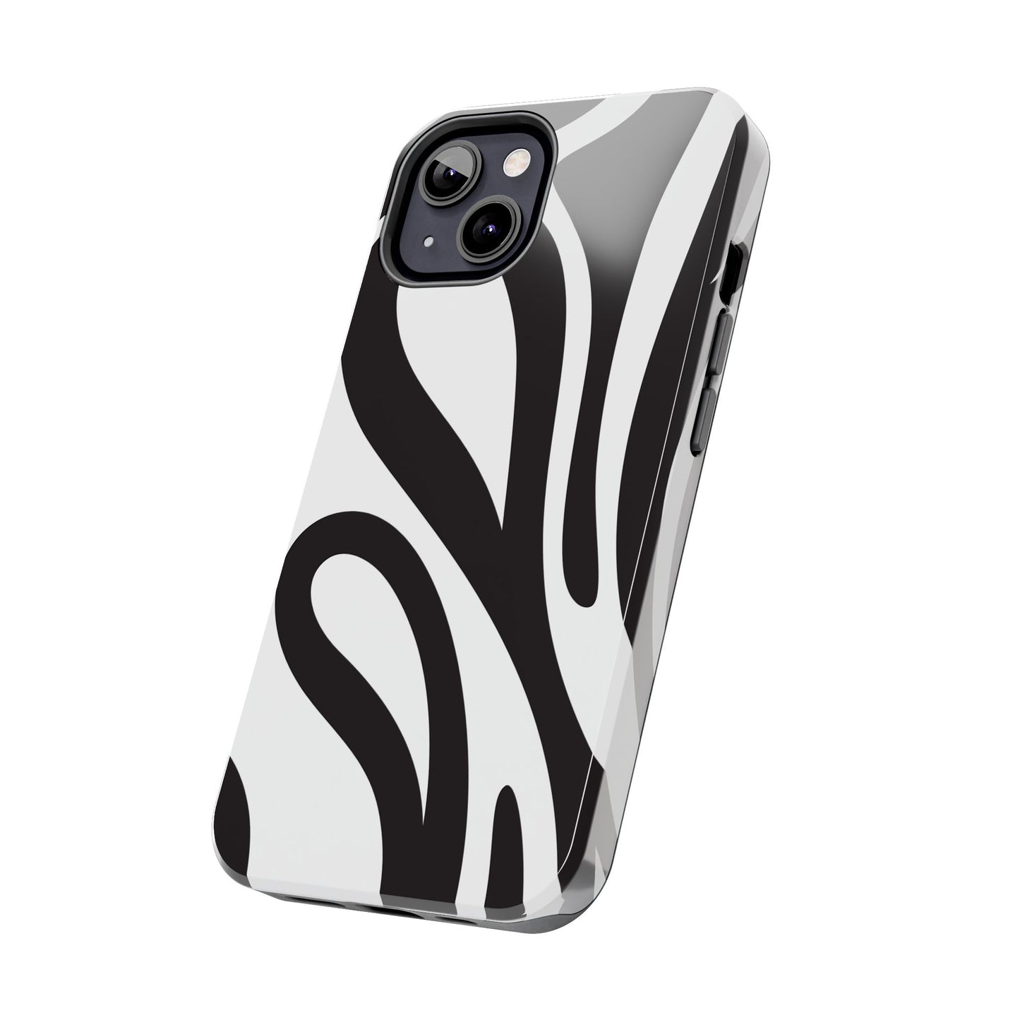 Modern Black and White Abstract Tough iPhone Case – Bold Graphic Pattern with Dual-Layer Protection