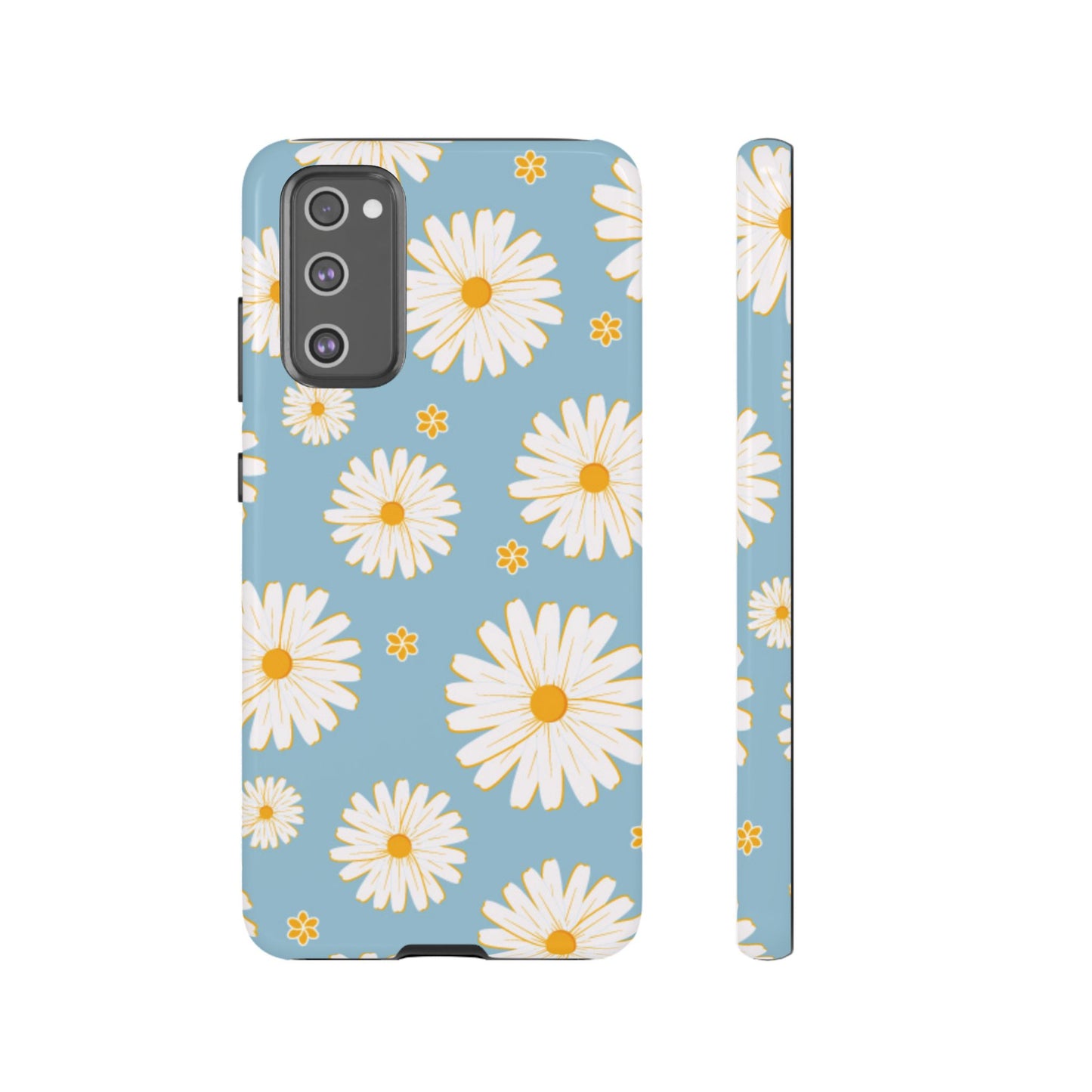 Bright Daisy Samsung Galaxy Case – Light Blue Background, Shockproof and Slim Design
