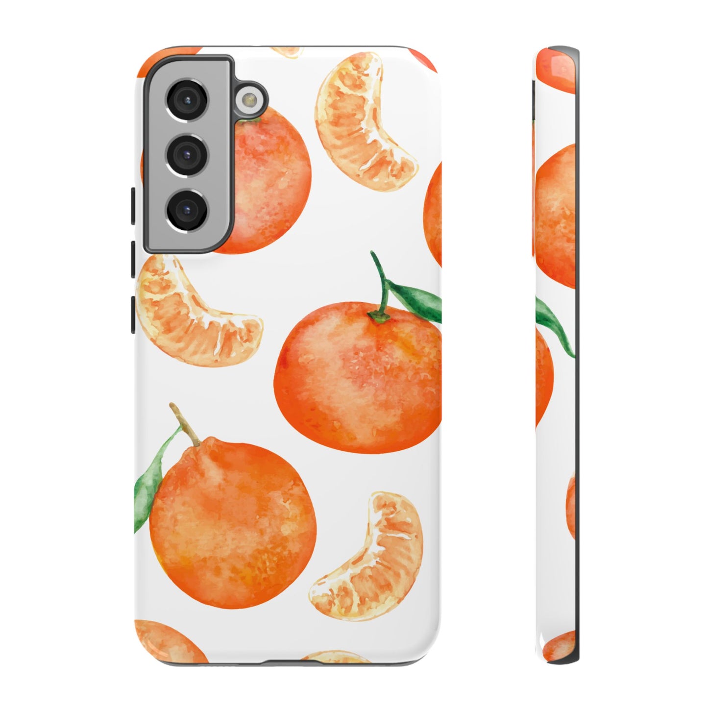 Tangerine Dreams Tough Samsung Galaxy Case – Watercolor Orange Design, Shockproof Dual Protection