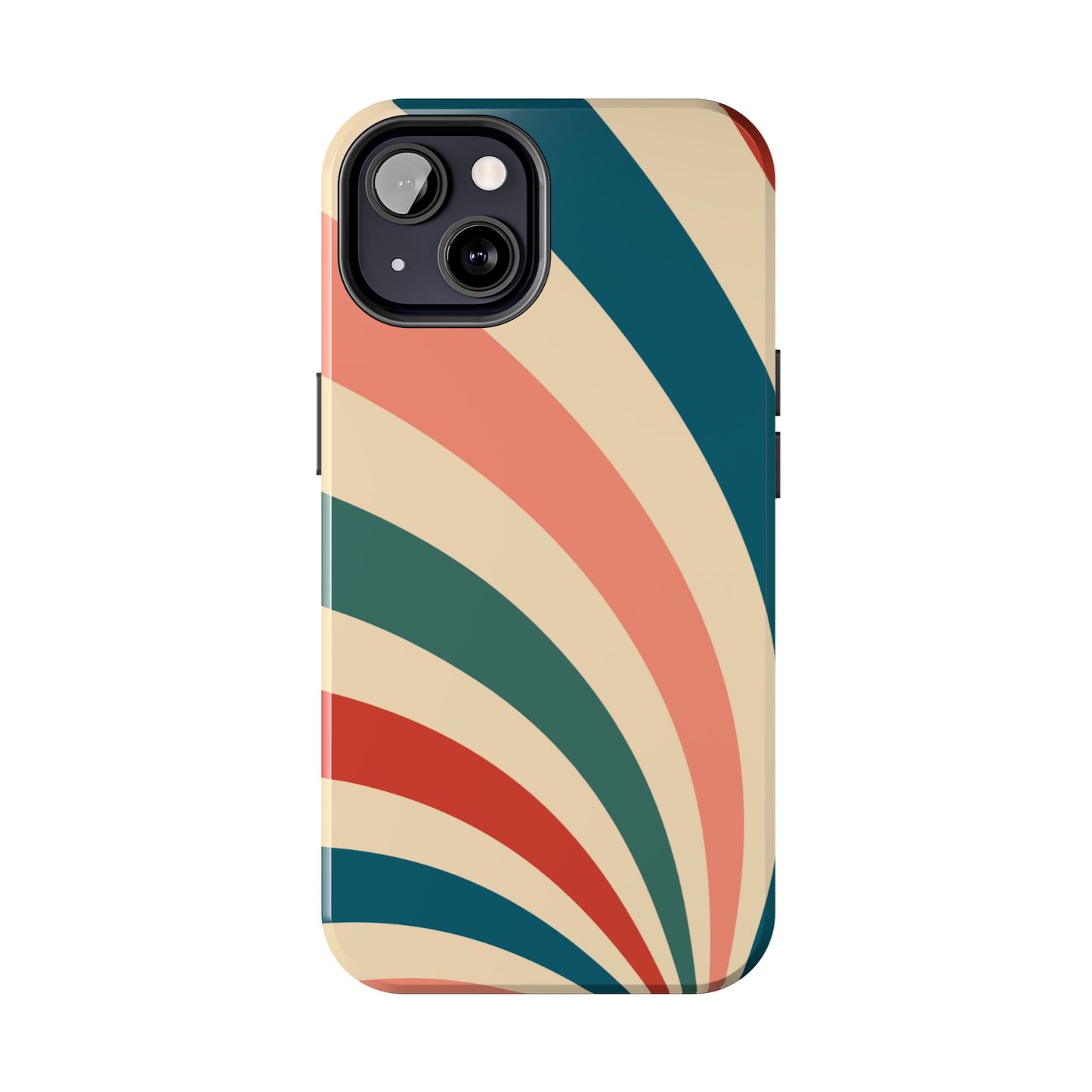 Retro Sunburst Swirl iPhone Case – Dual-Layer Protection with Bold 70s Vibes