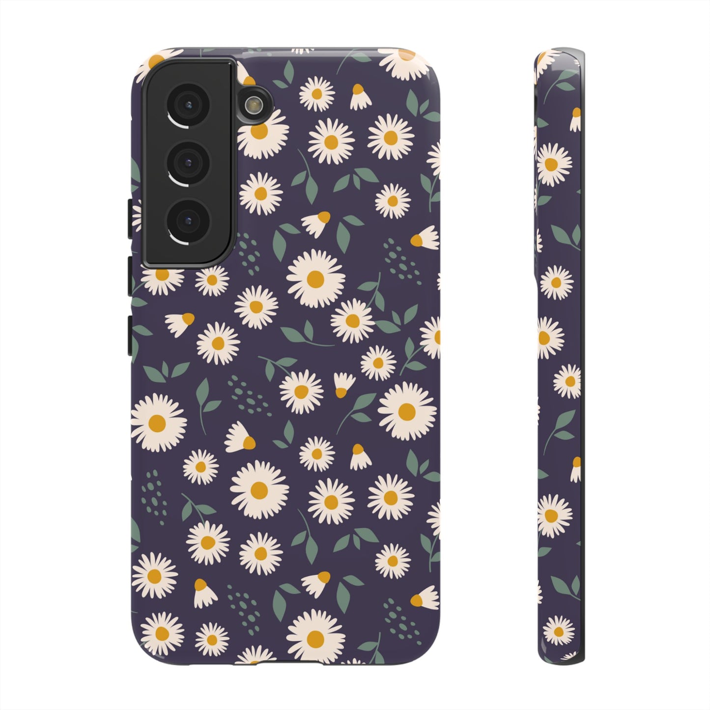 Midnight Daisy Samsung Galaxy Case – Dark Navy Floral Design, Slim and Protective