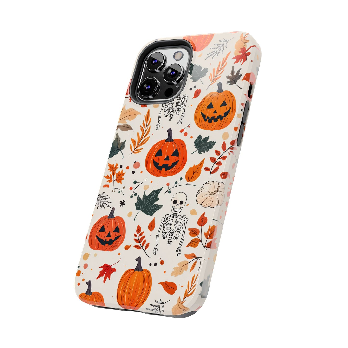 Halloween Pumpkin & Skeleton iPhone Case – Spooky Autumn Design