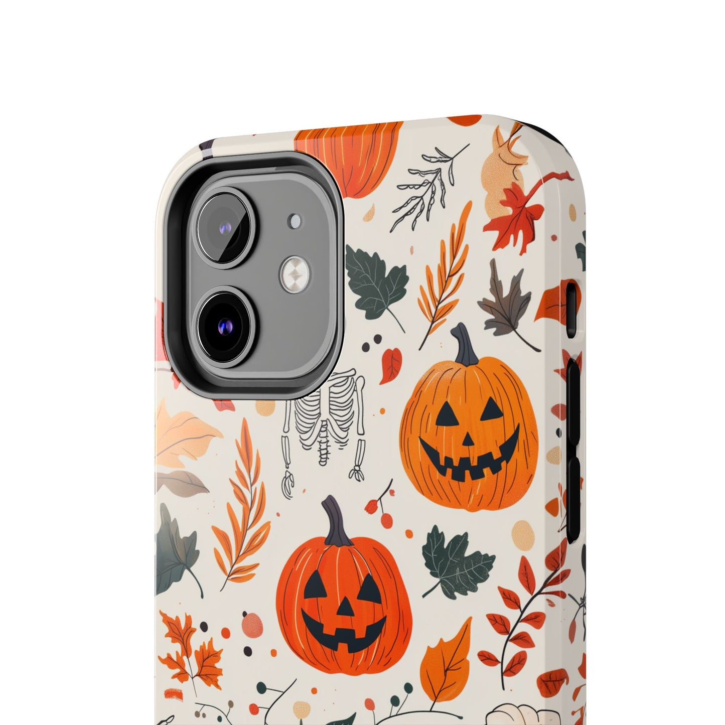 Halloween Pumpkin & Skeleton iPhone Case – Spooky Autumn Design