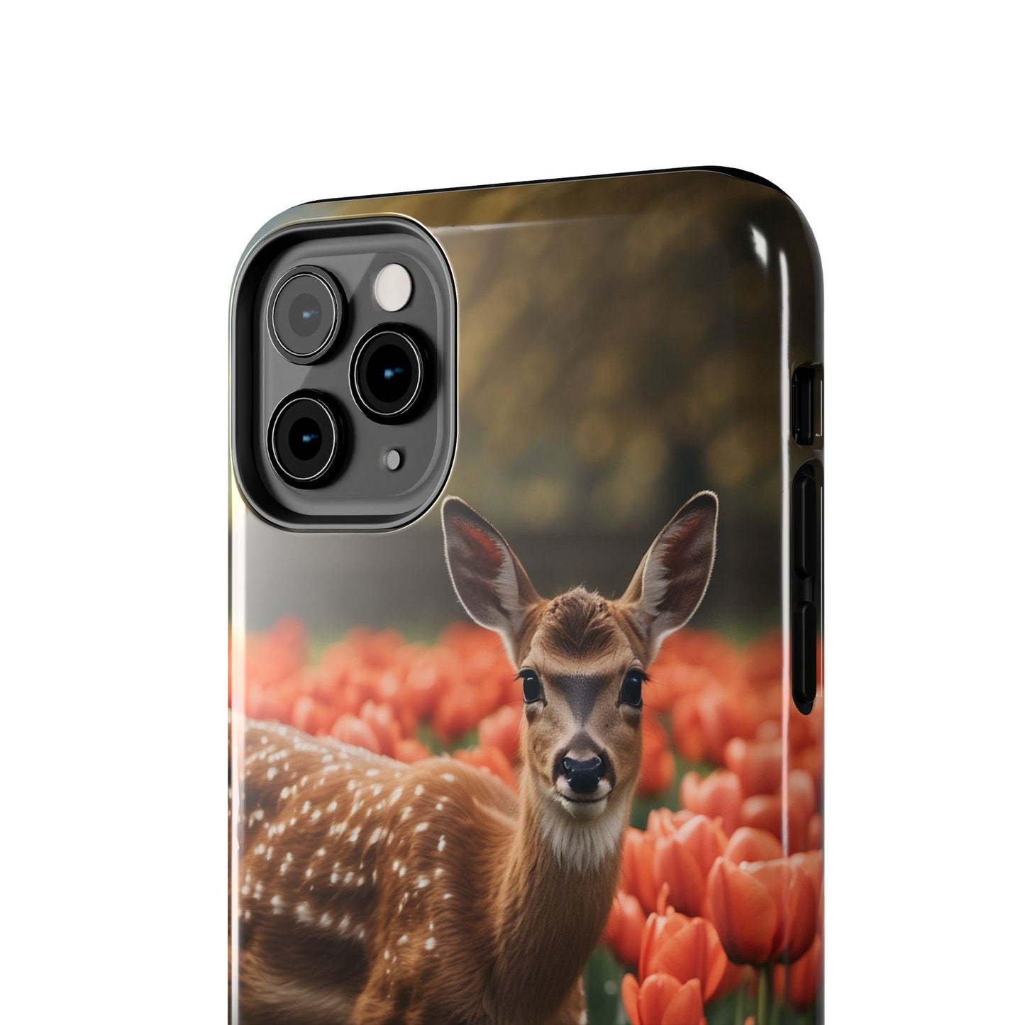 Fawn Among Tulips iPhone Case