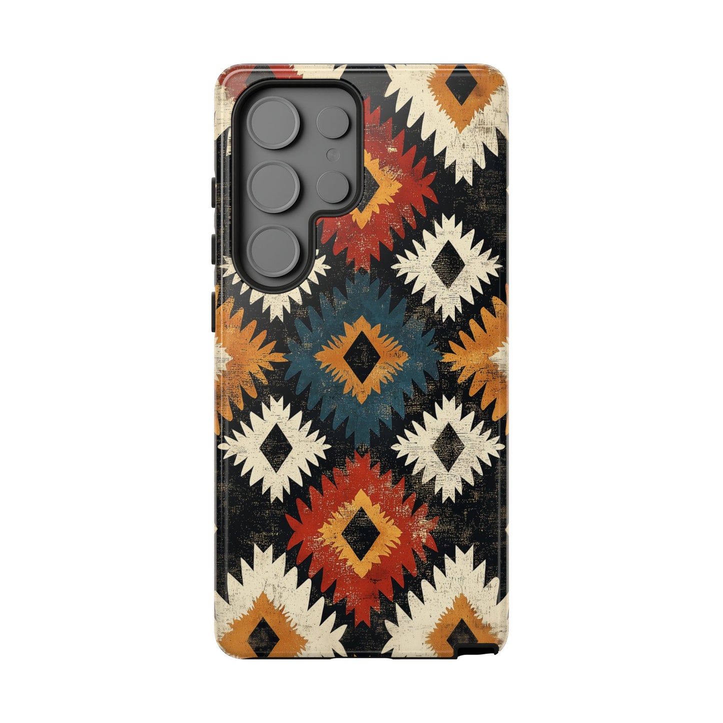 Rustic Tribal Sunburst Tough Samsung Galaxy  Case – Vibrant Geometric Design, Dual-Layer Protection