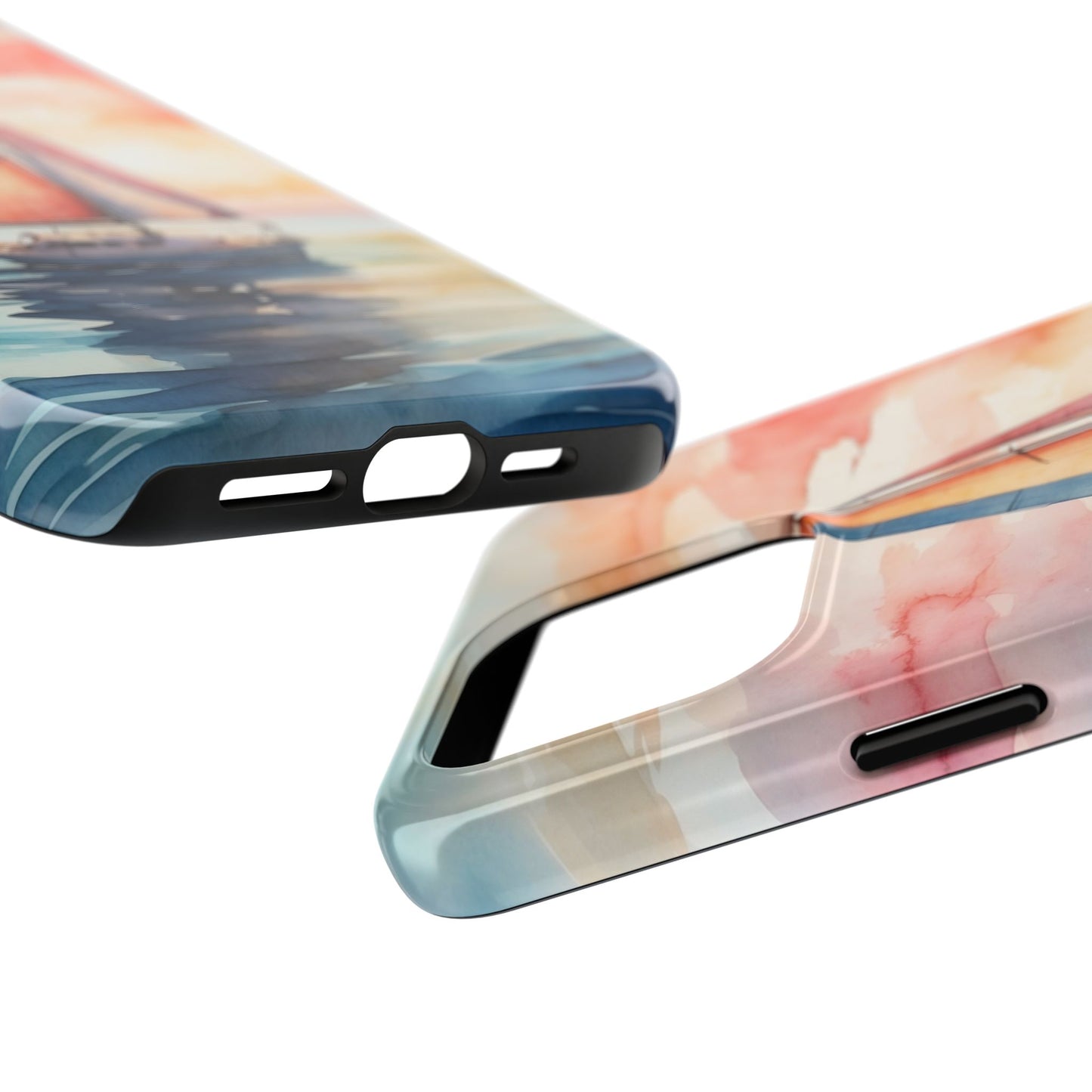 Sailboat Sunset iPhone Case – Vibrant Watercolor Design
