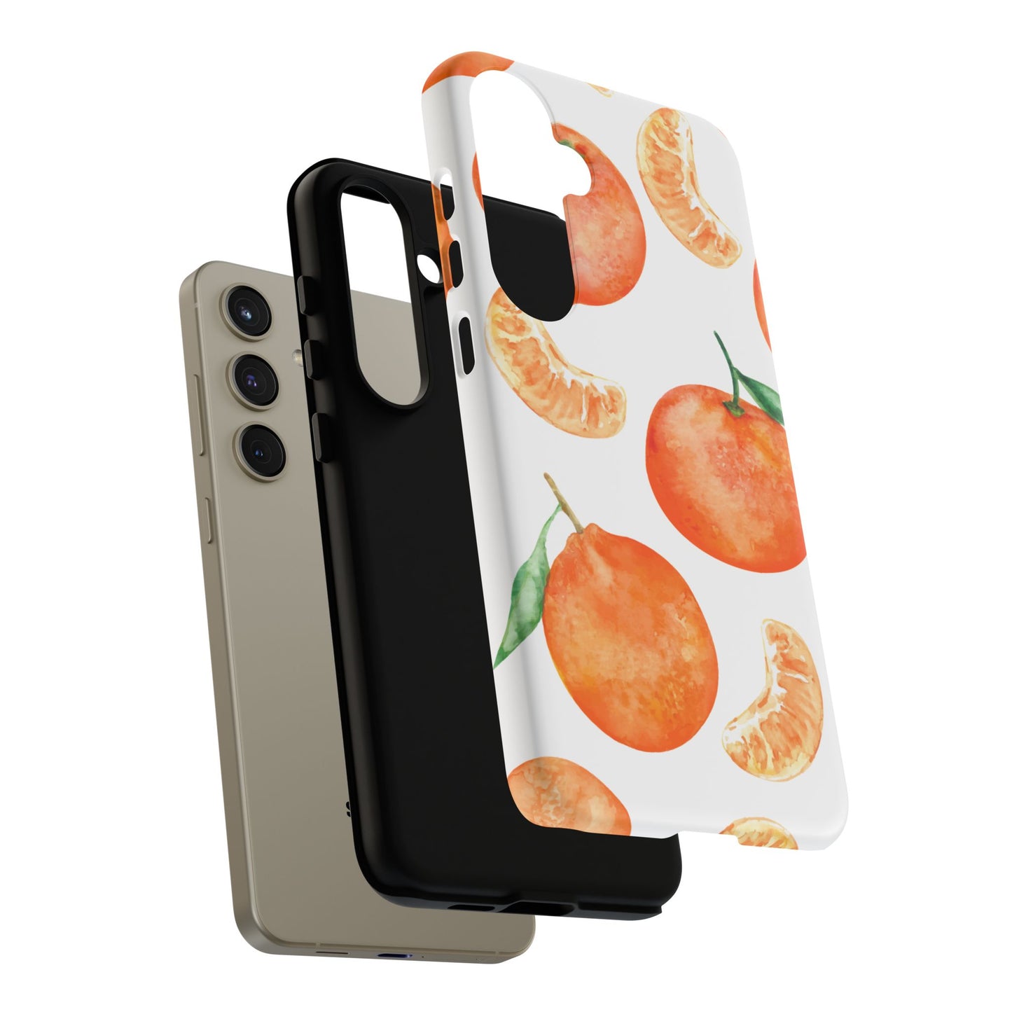 Tangerine Dreams Tough Samsung Galaxy Case – Watercolor Orange Design, Shockproof Dual Protection