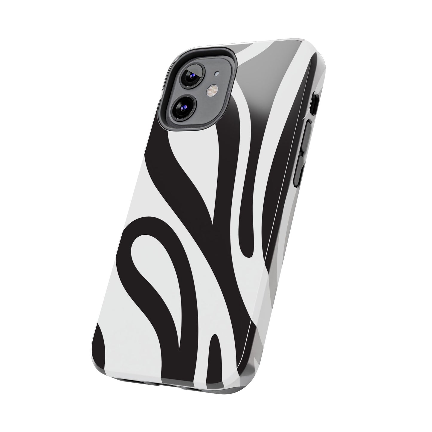 Modern Black and White Abstract Tough iPhone Case – Bold Graphic Pattern with Dual-Layer Protection